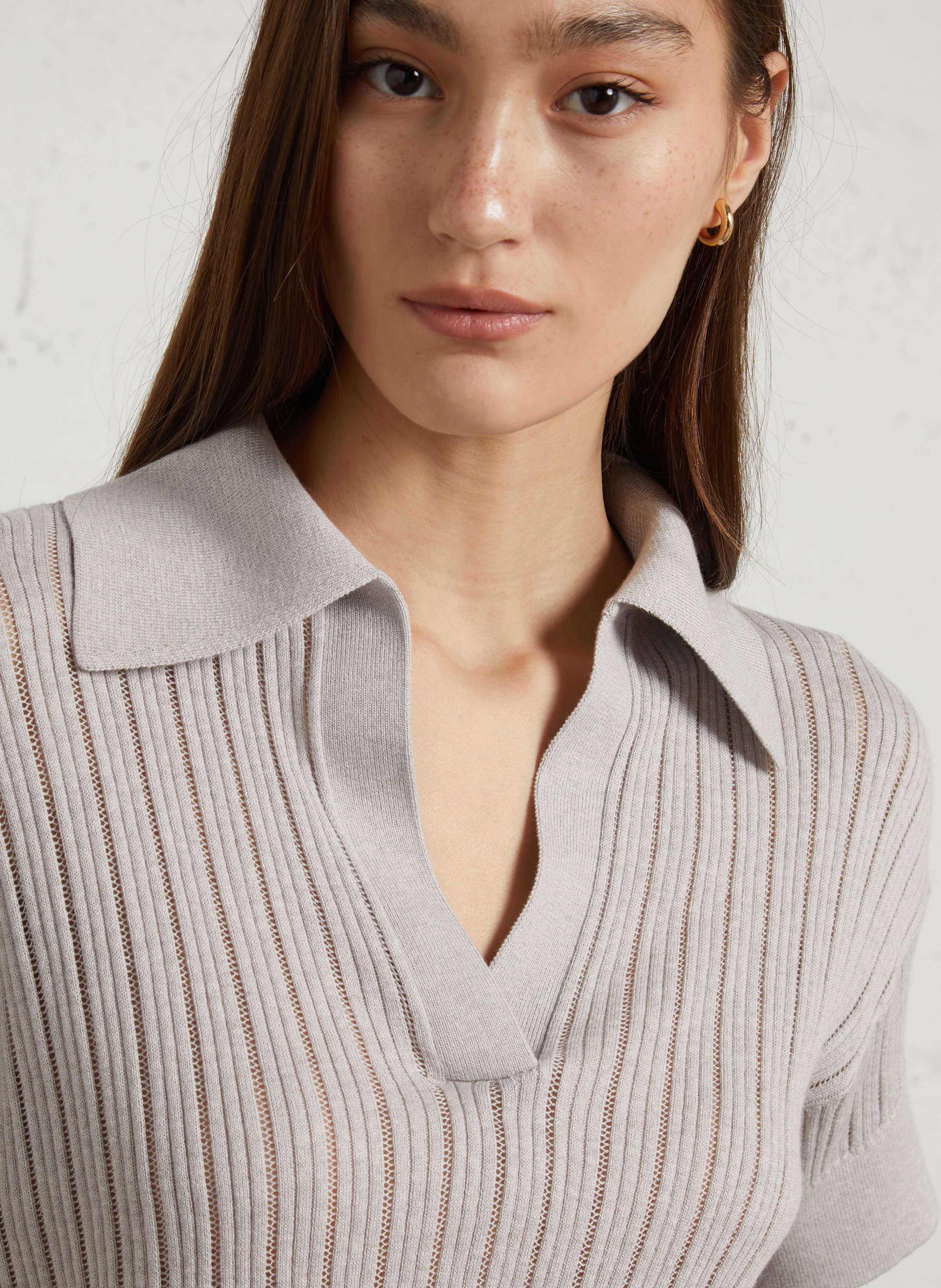 Polo a maniche corte traforato monocolore RAE ANTWERP Grigio