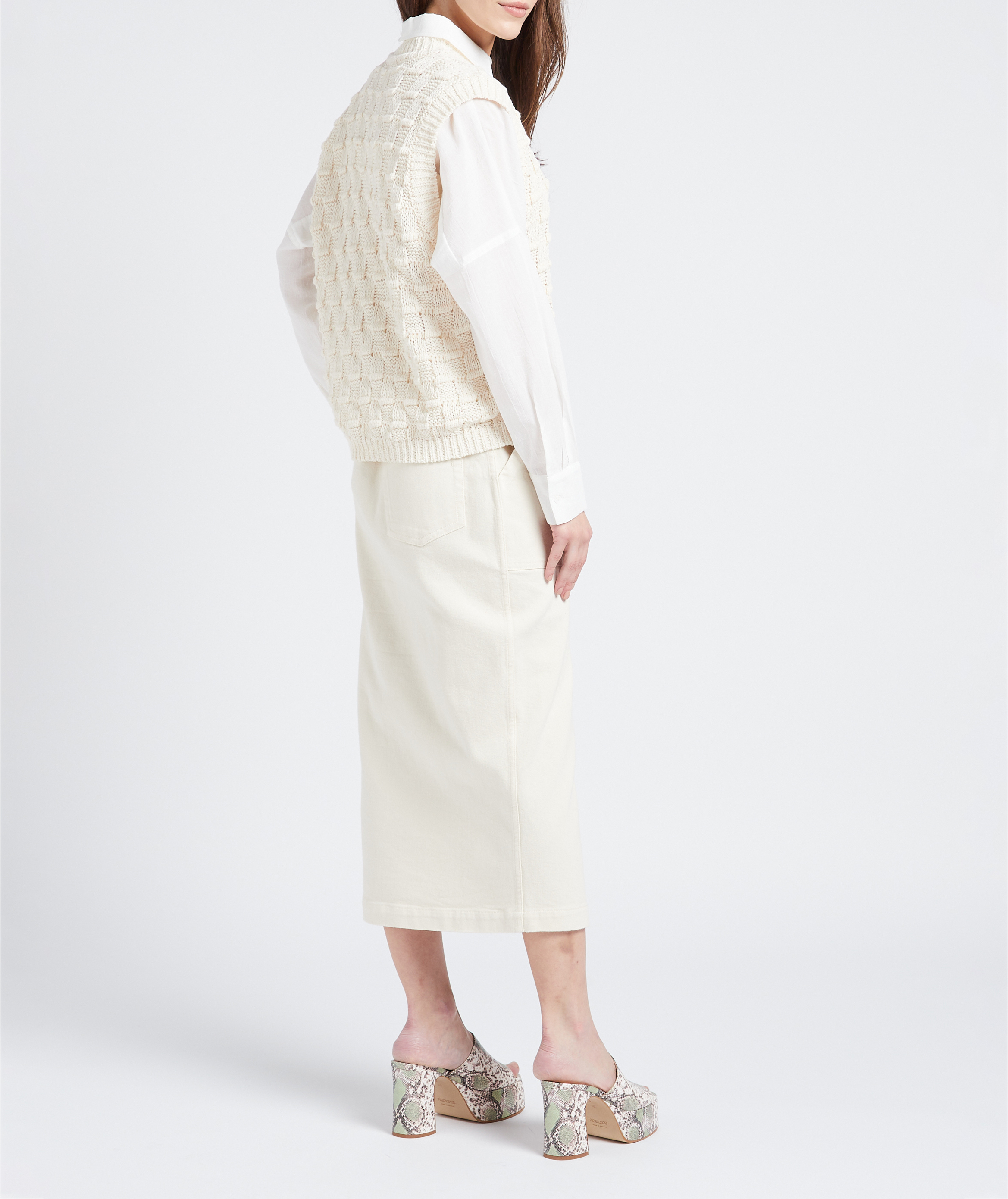 Strickpullover mit 3D-Schachbrettstruktur aus Baumwollmix COLLECTORS CLUB Beige