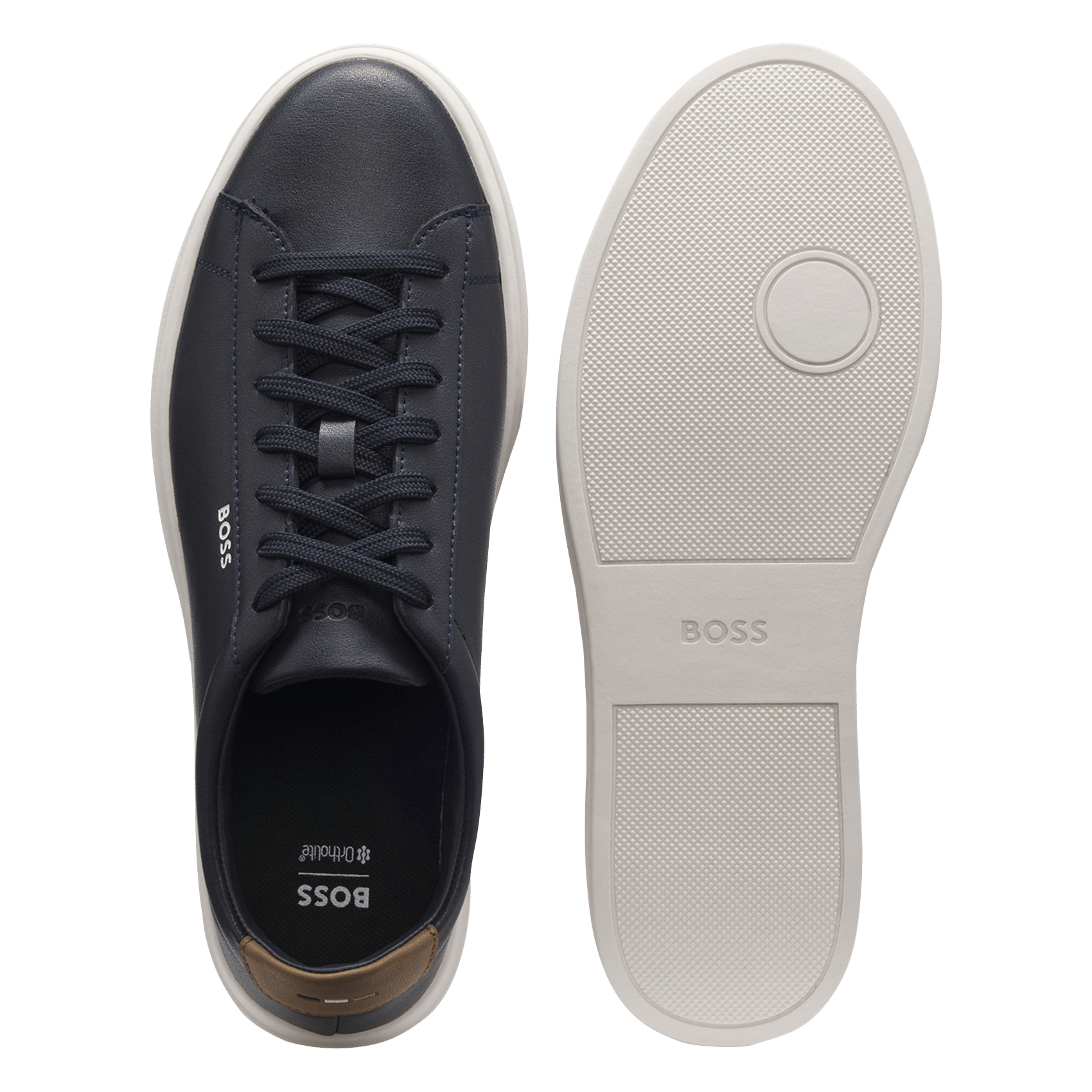 Plain low leather trainers BOSS Blue