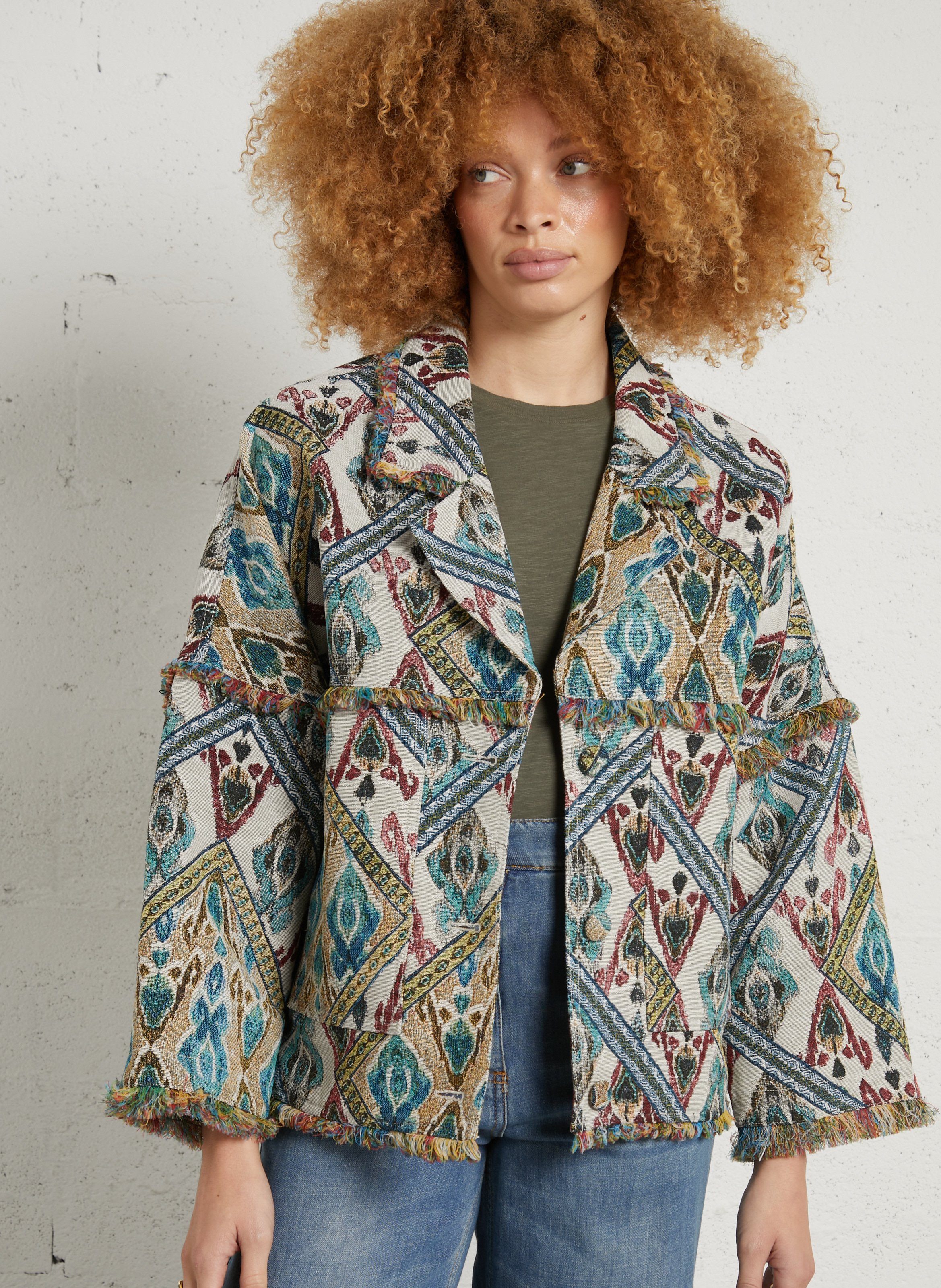 Oversize-Blazer mit Reverskragen aus Jacquard MOMONI Mehrfarbig
