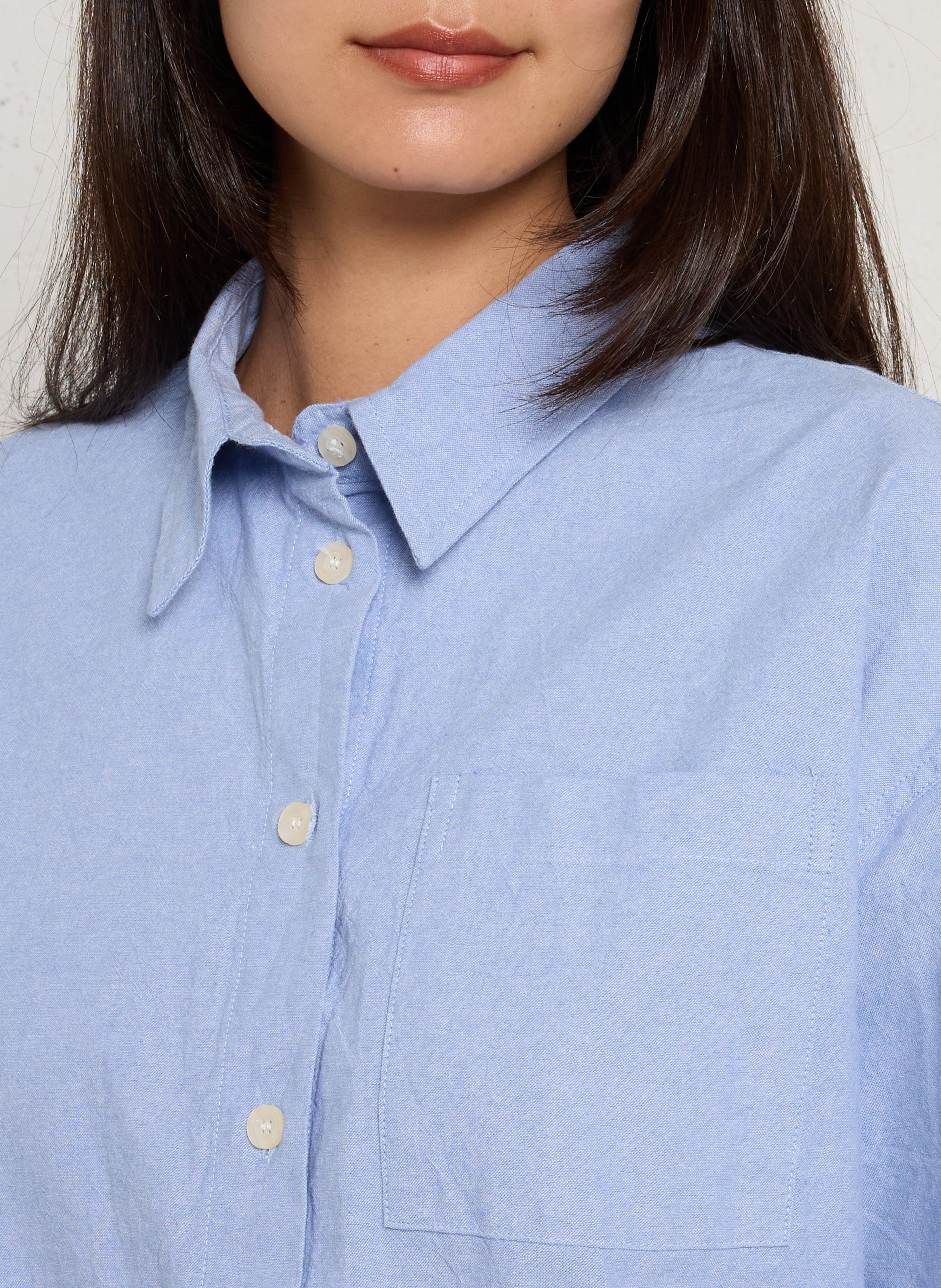 Loose solid color button-up shirt AMERICAN VINTAGE Blue