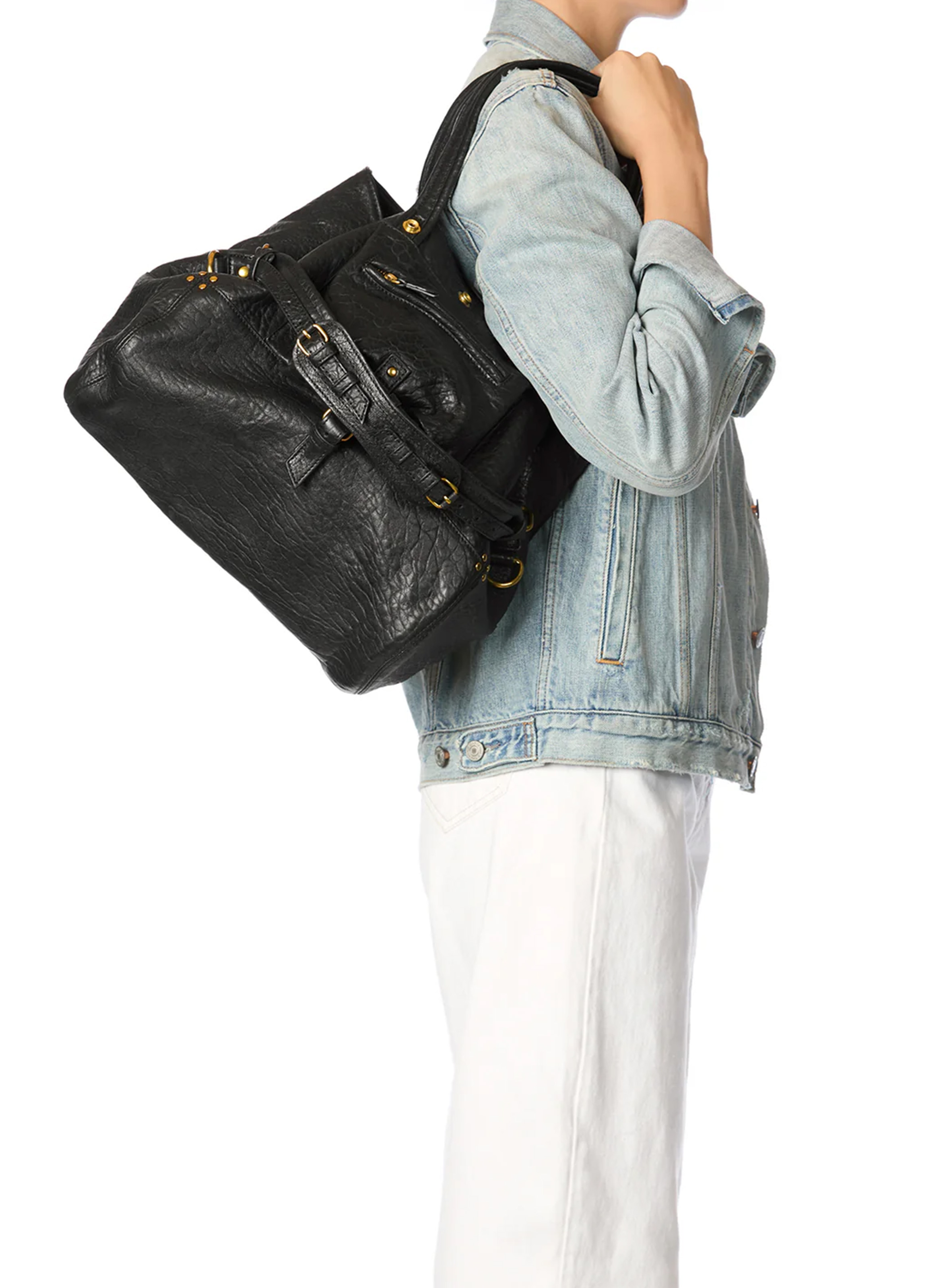 Sac cabas porté épaule en cuir JEROME DREYFUSS Noir