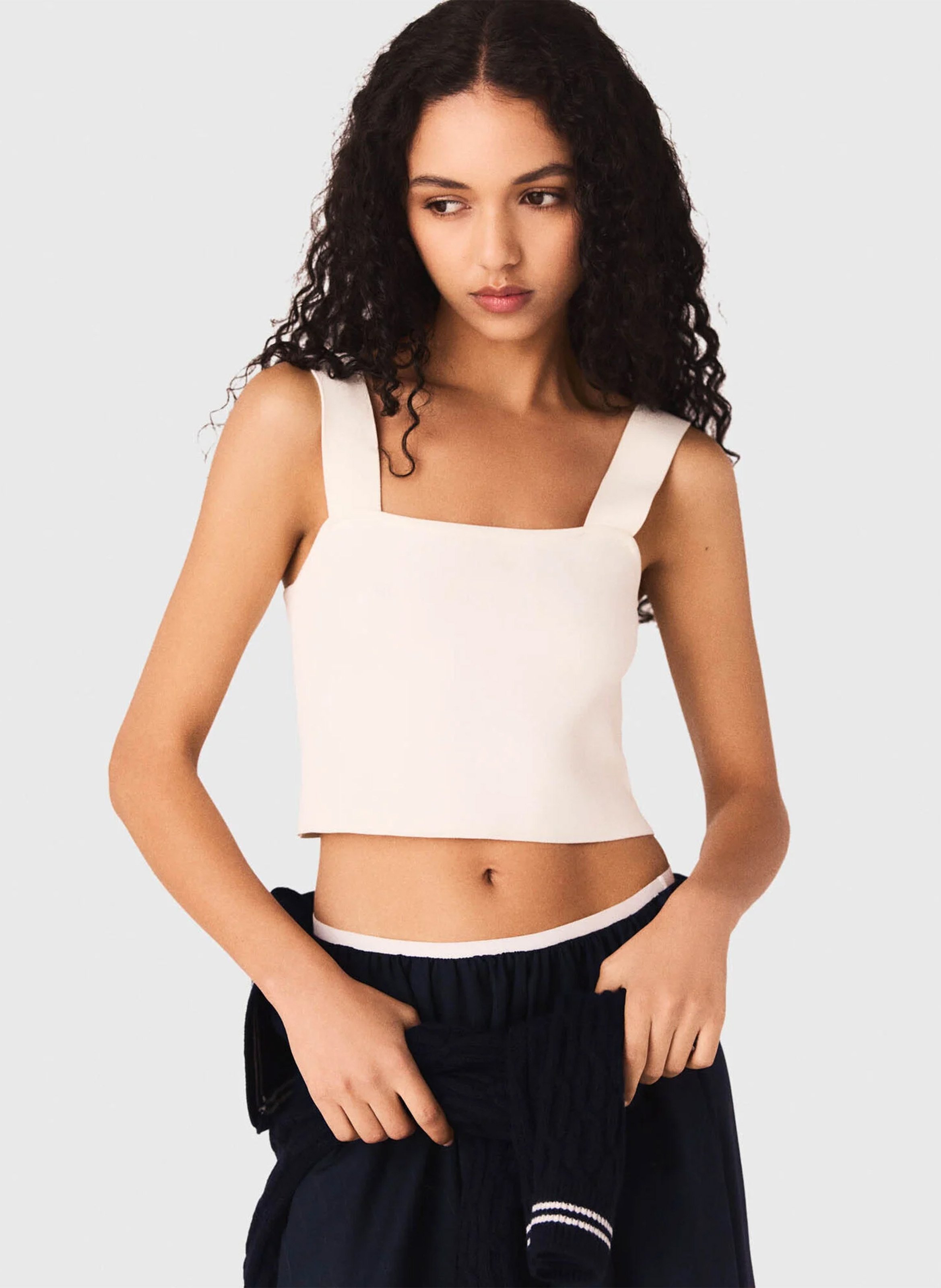 Korte, strakke top van jersey MAJE Beige