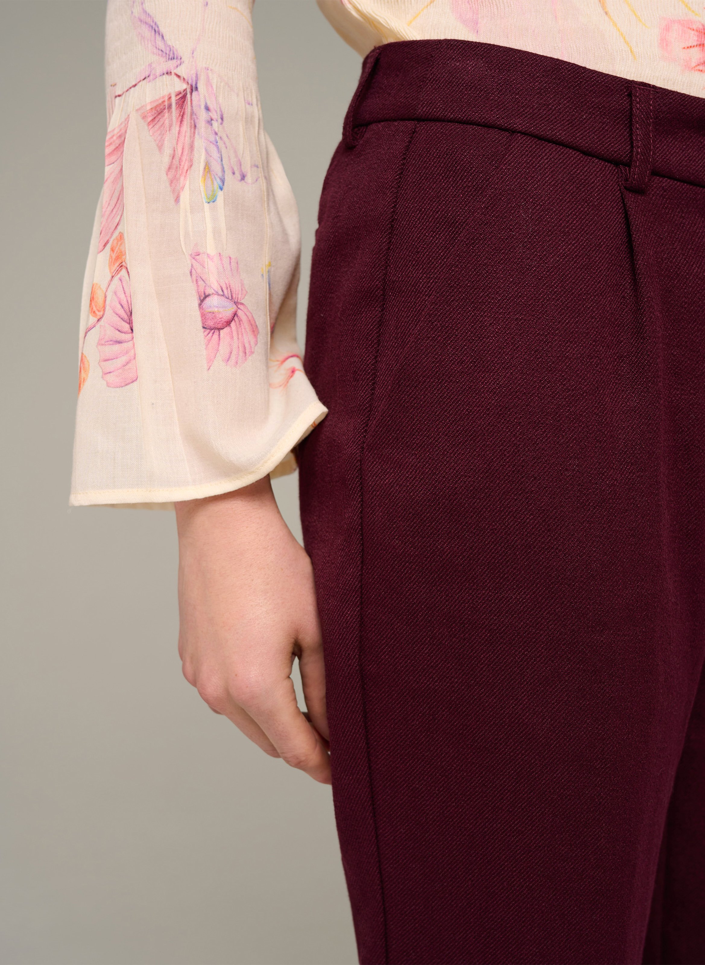 Gerade geschnittene Hose - Wollmix COTELAC Rot