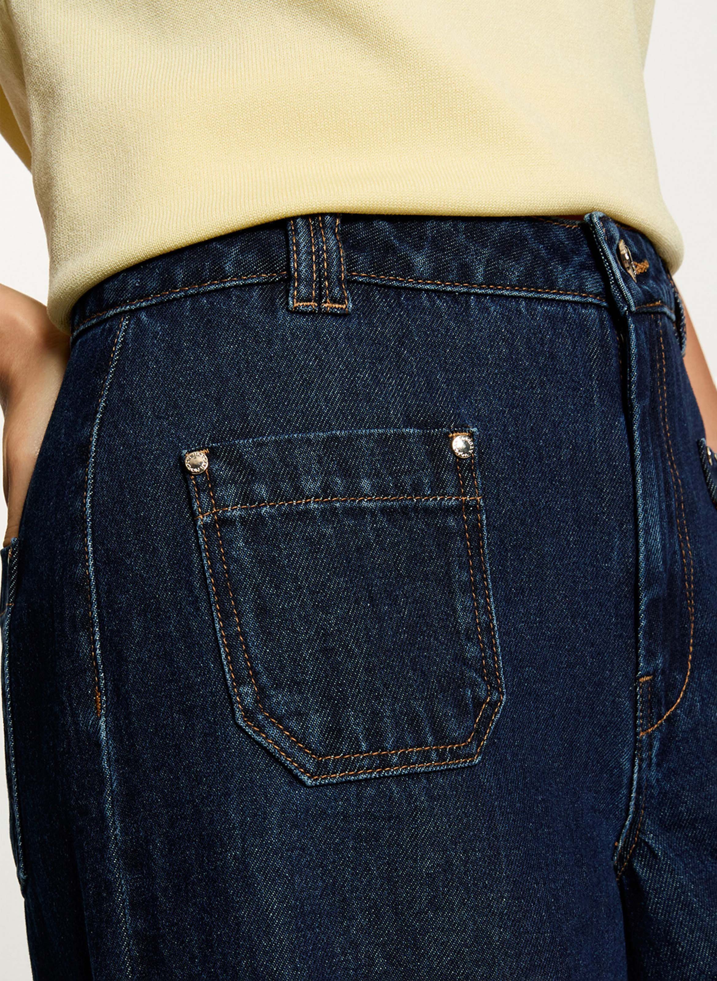 Organic cotton blend cropped pants MORGAN Blue