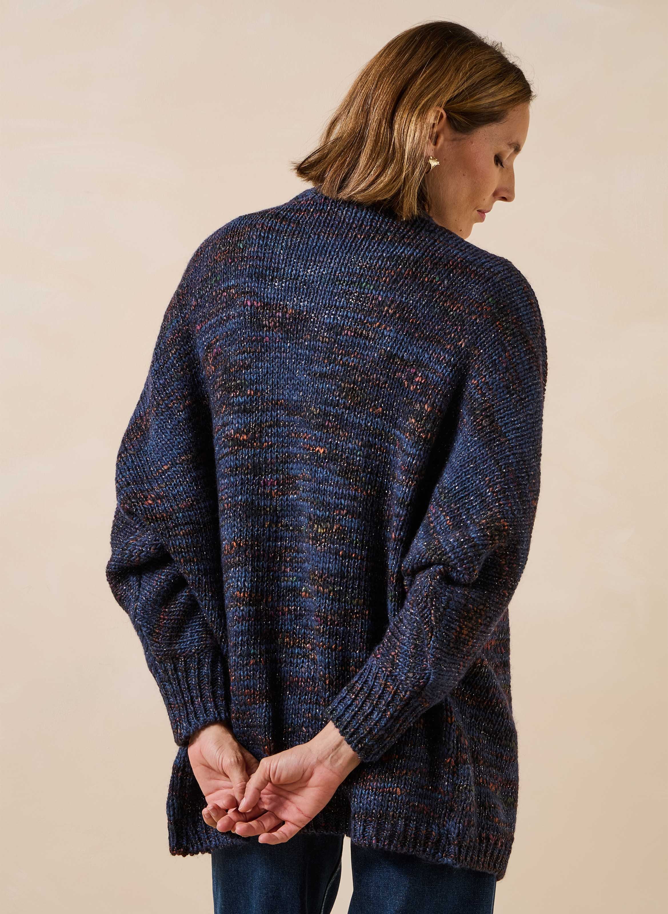 Halflange gebreide vest in veelkleurig design LA FEE MARABOUTEE Blauw