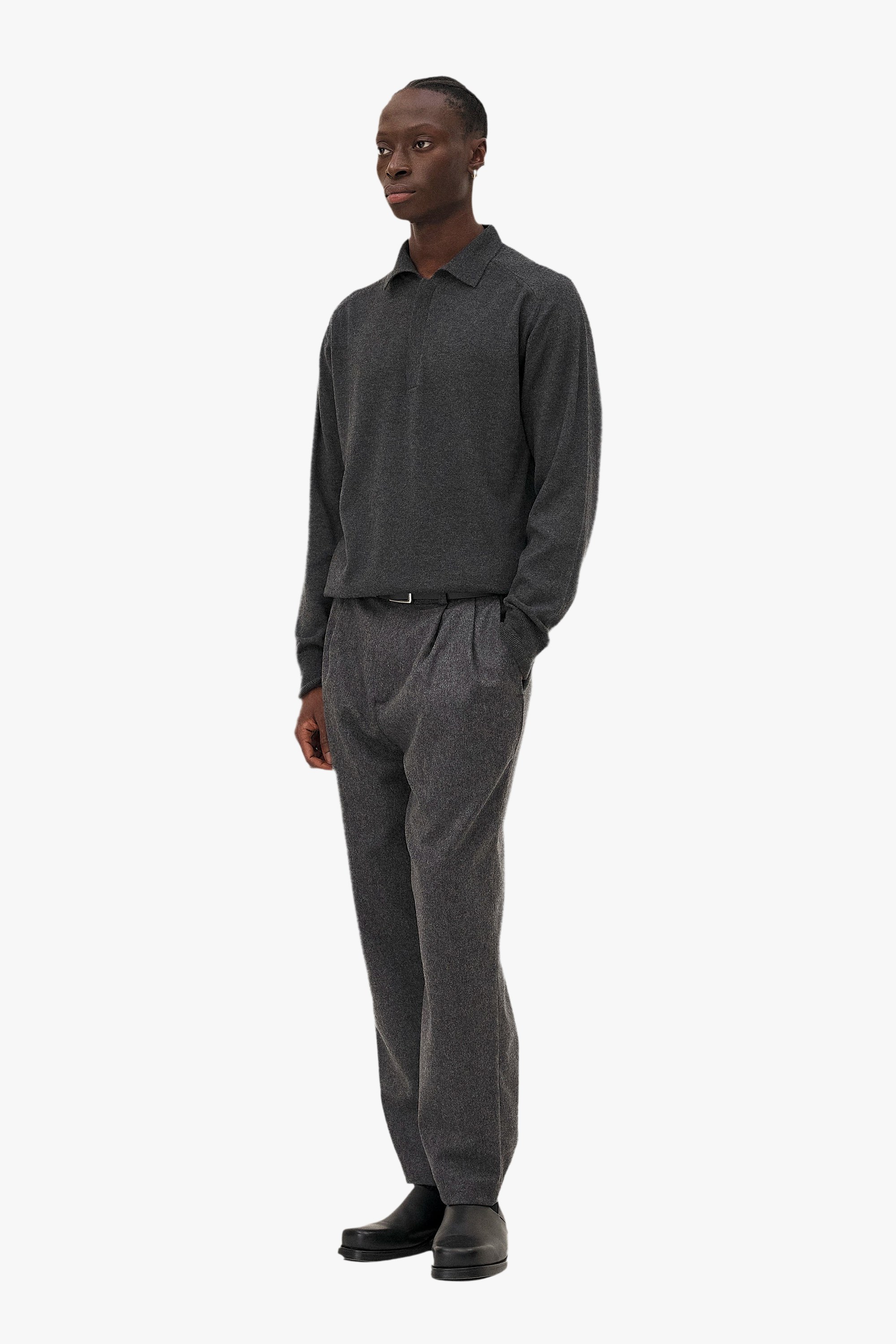 Long-sleeve Polo Hanzo Noyoco Grey
