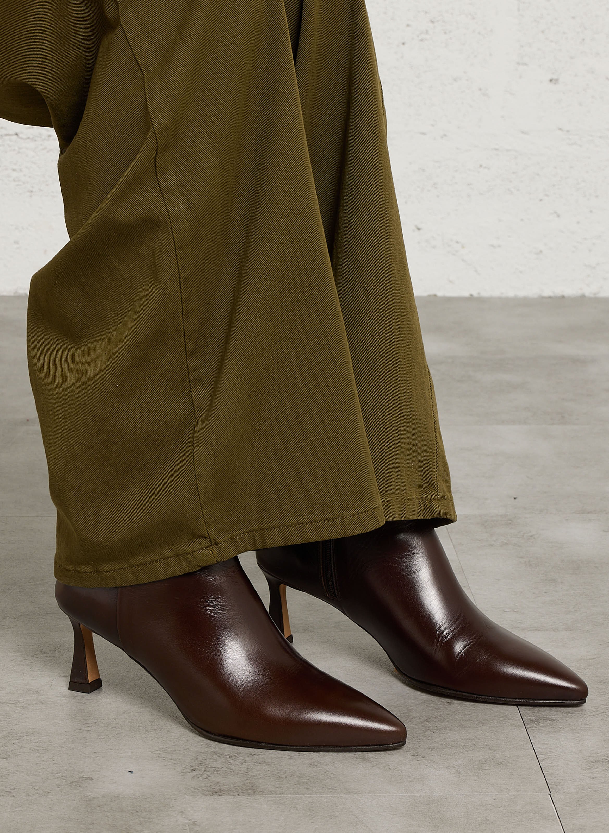 Bottines à talon mi-haut en cuir BOBBIES Marron