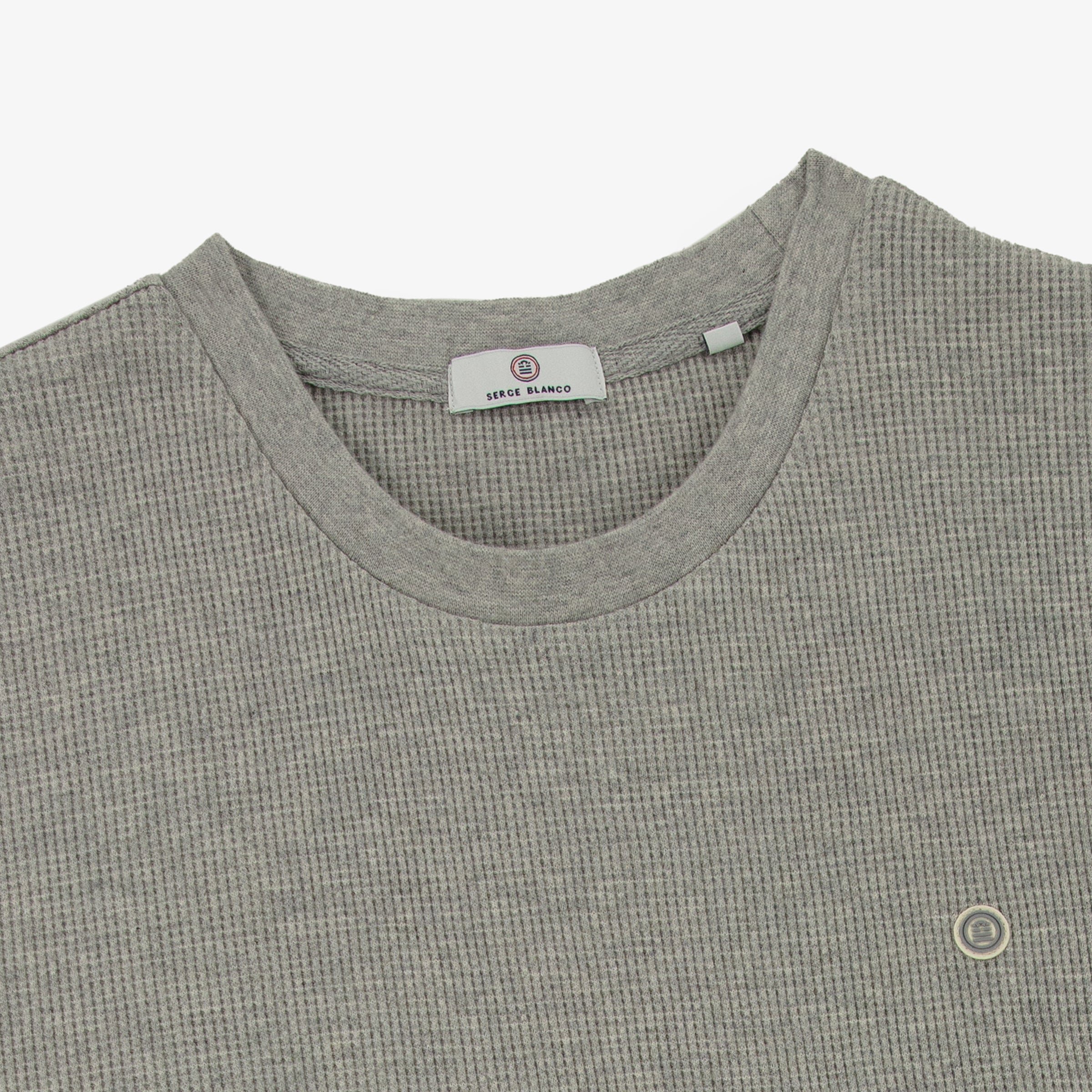 Grey marl waffle cotton Telo long-sleeved T-shirt SERGE BLANCO Grey