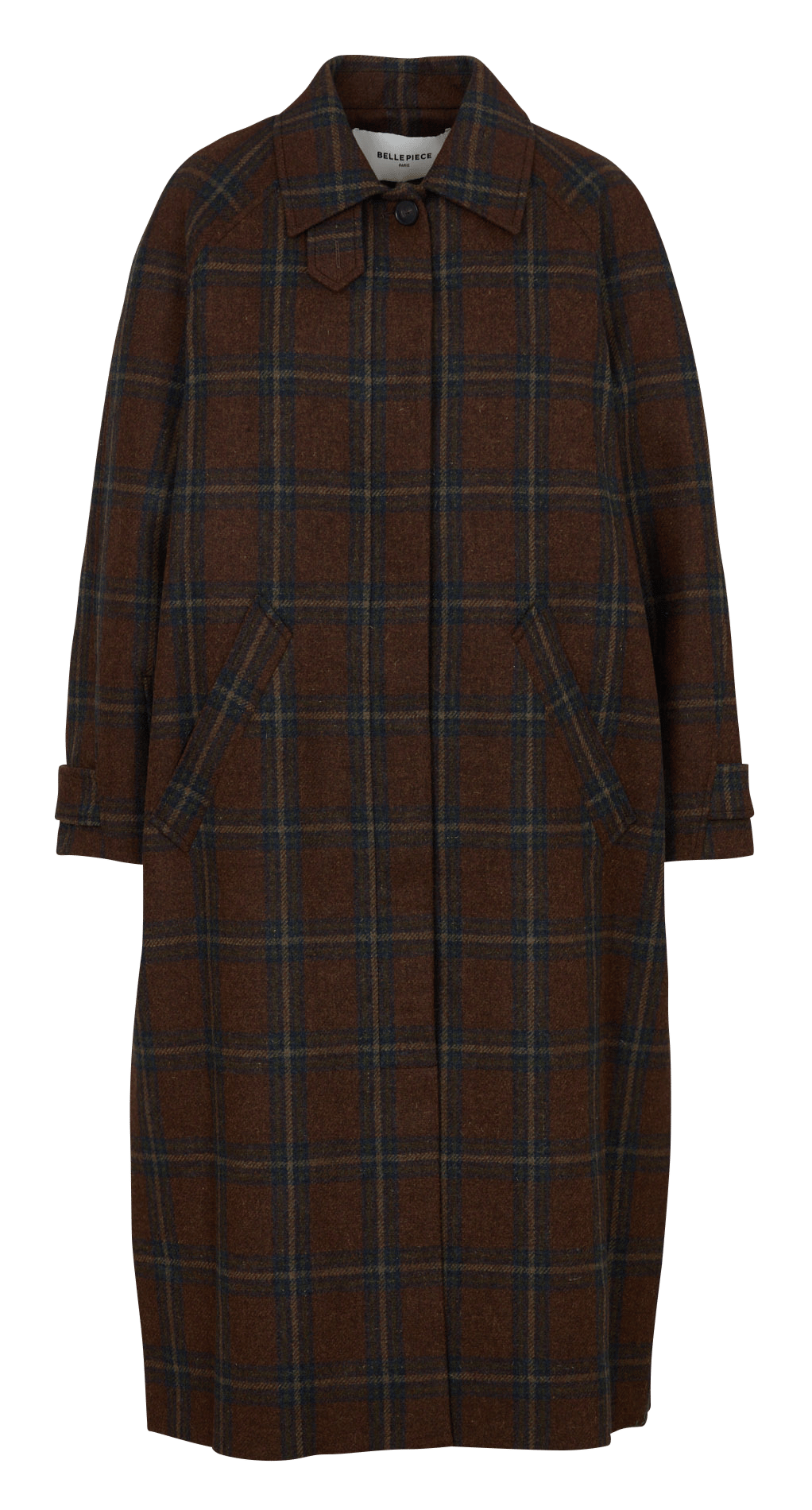 Oversized coat with classic wool collar BELLEPIECE Brown