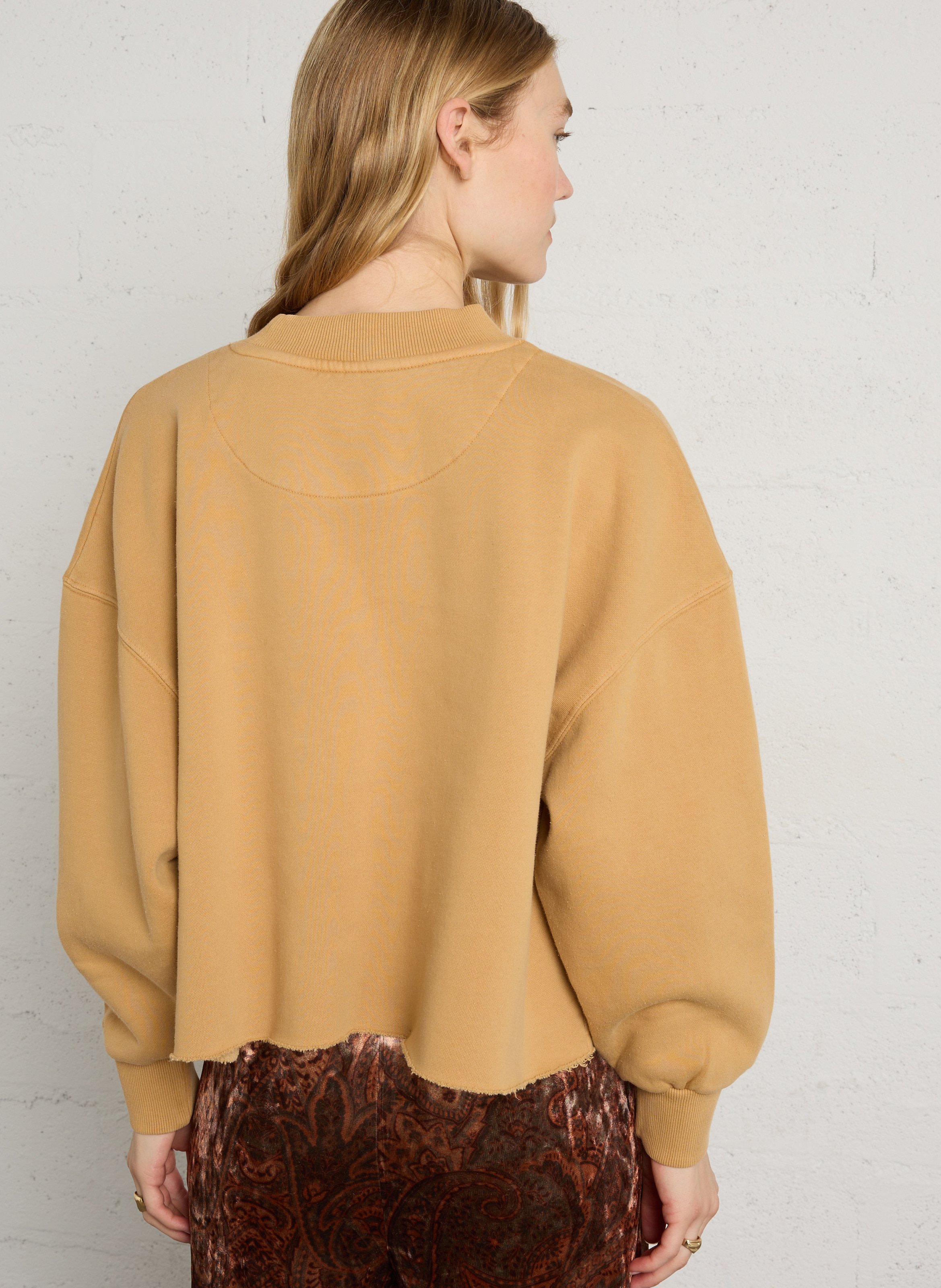 Sweat ample col rond sérigraphié en coton NEWTONE Marron