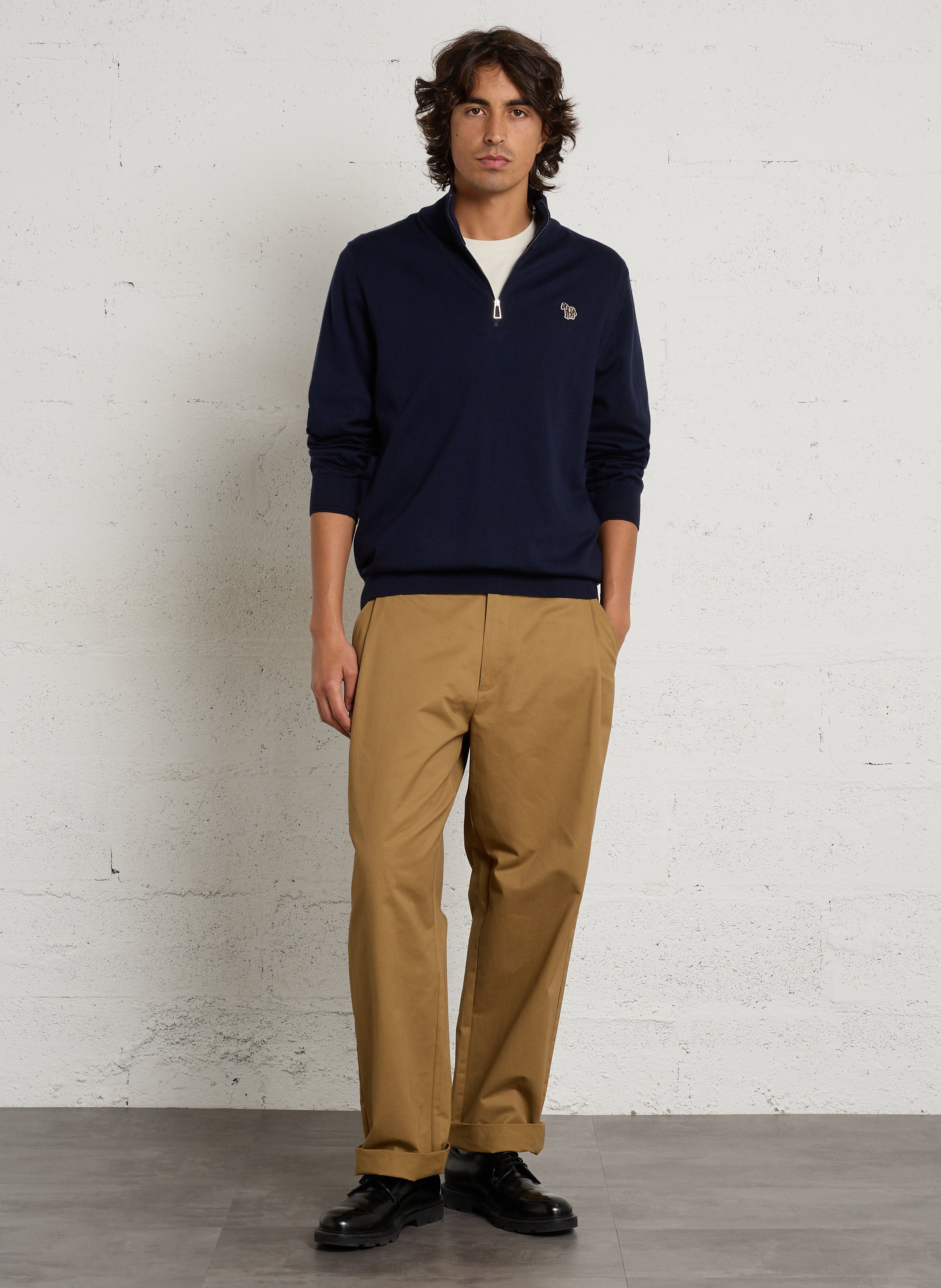 Solid color zip-up high neck sweater PAUL SMITH Blue
