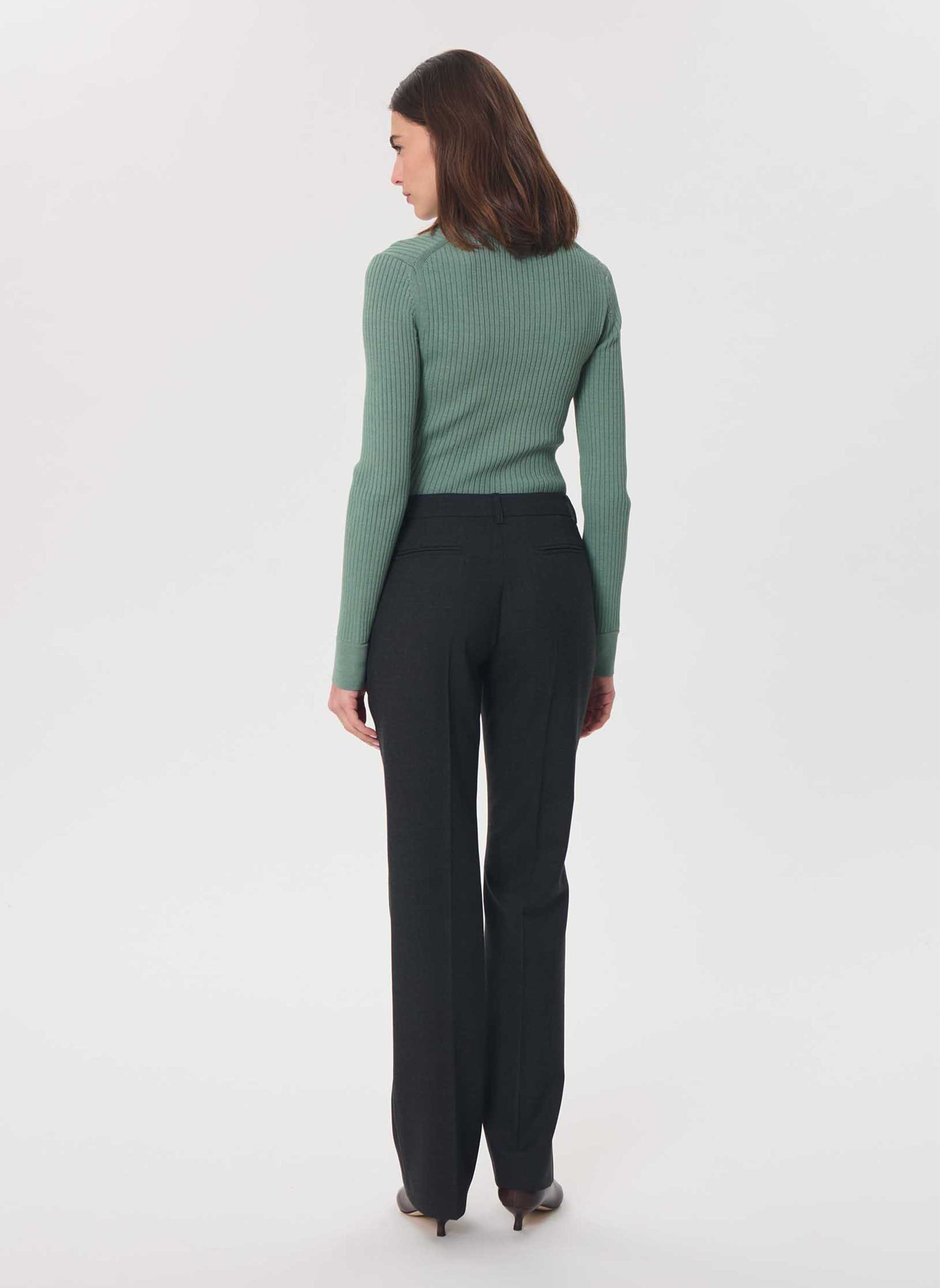 Pantalon droit mi-haute uni TARA JARMON Gris