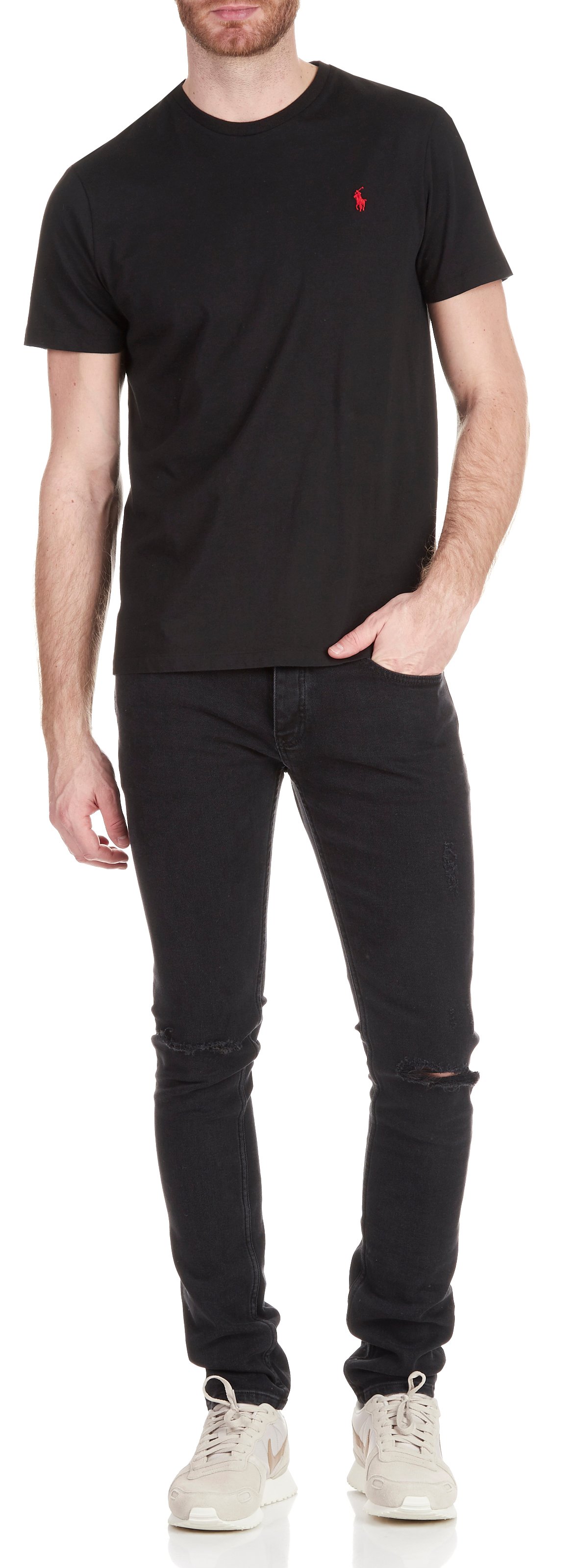 Tee-shirt col rond slim-fit en coton POLO RALPH LAUREN Noir