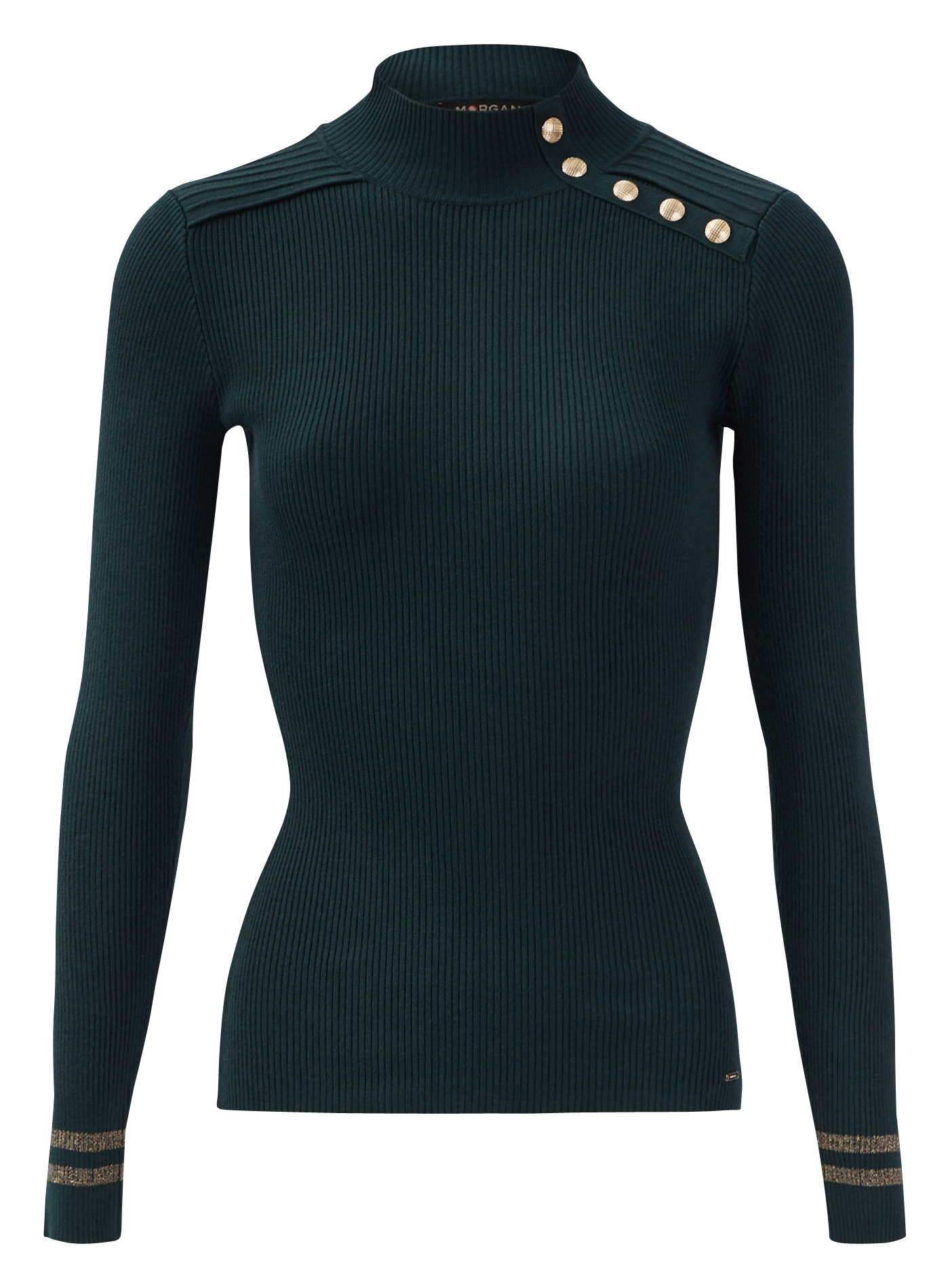 Trui met opstaande kraag en knopen MORGAN Groen