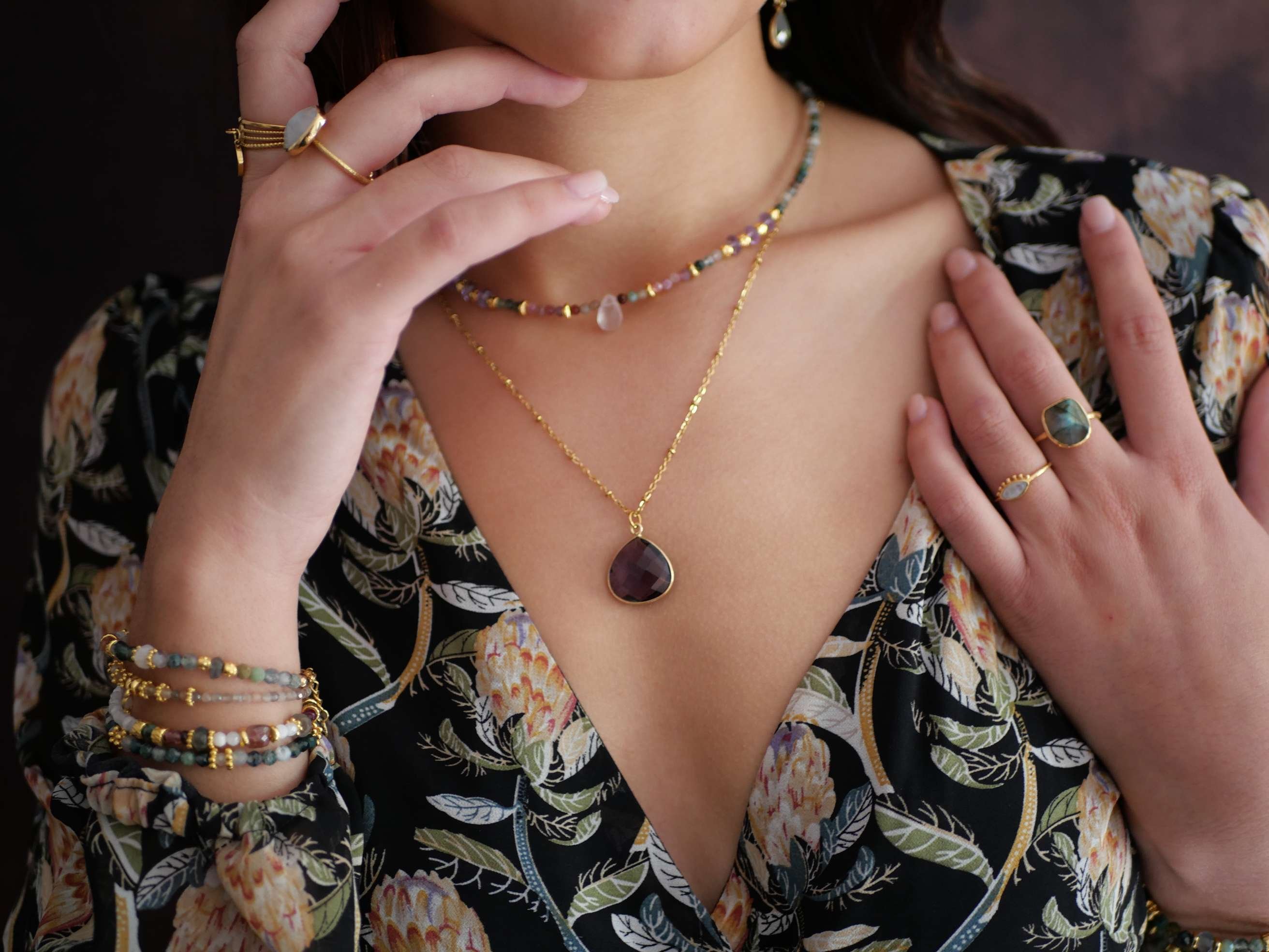 Amethyst necklace GINANDGER Purple