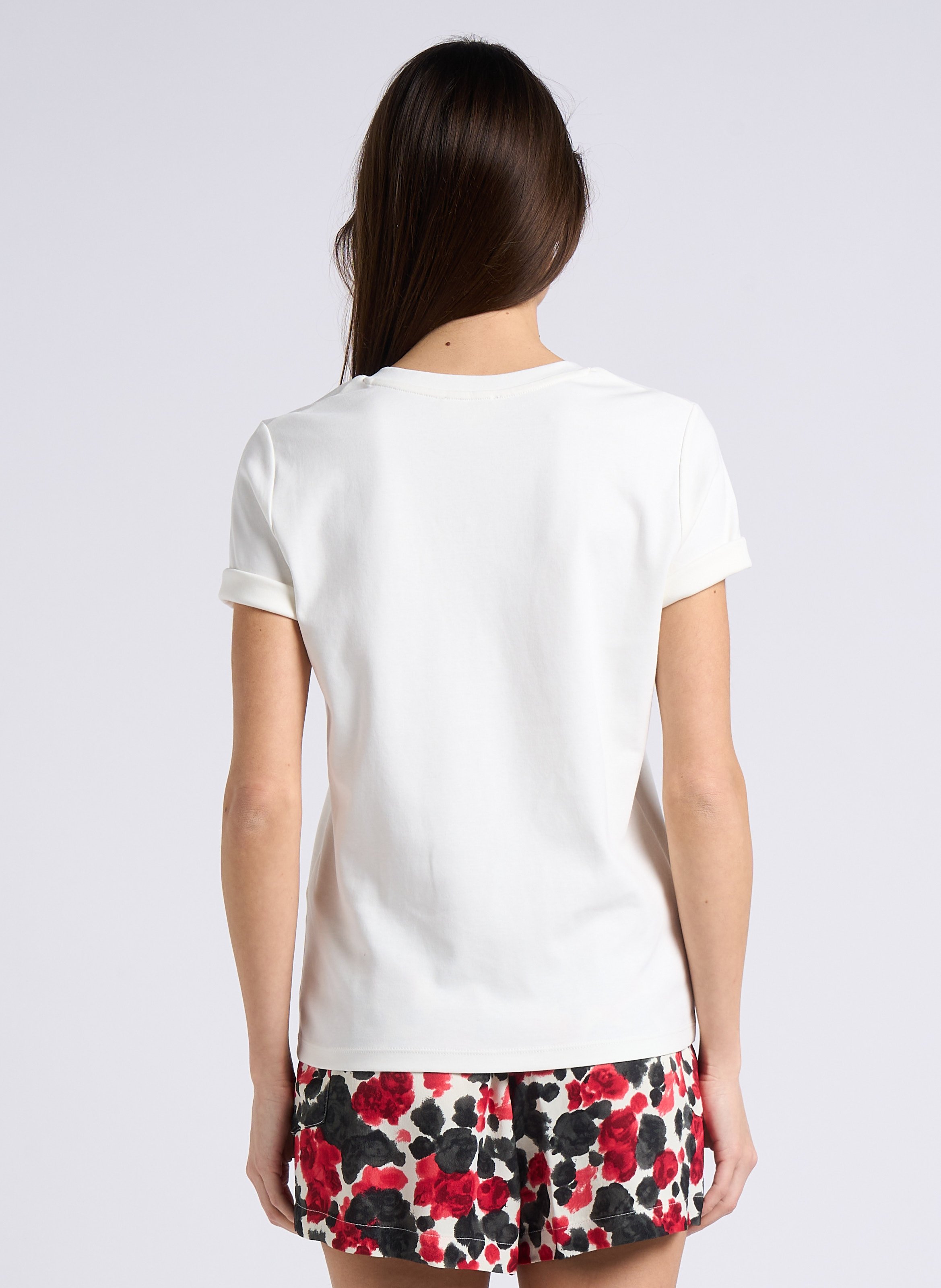 Straight cotton V-neck T-shirt MAISON 123 White