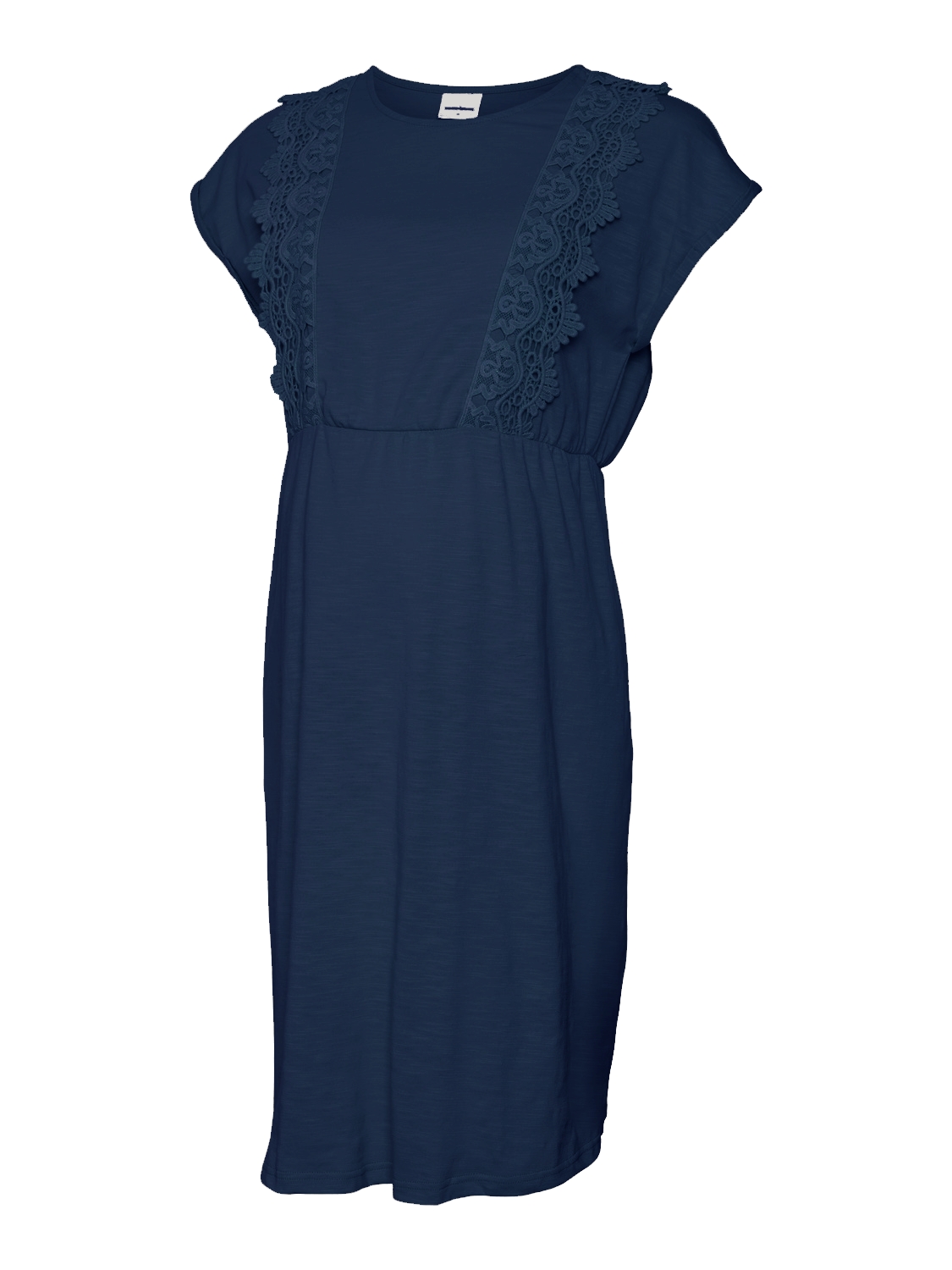 Short round-neck cotton-blend dress MAMALICIOUS Blue