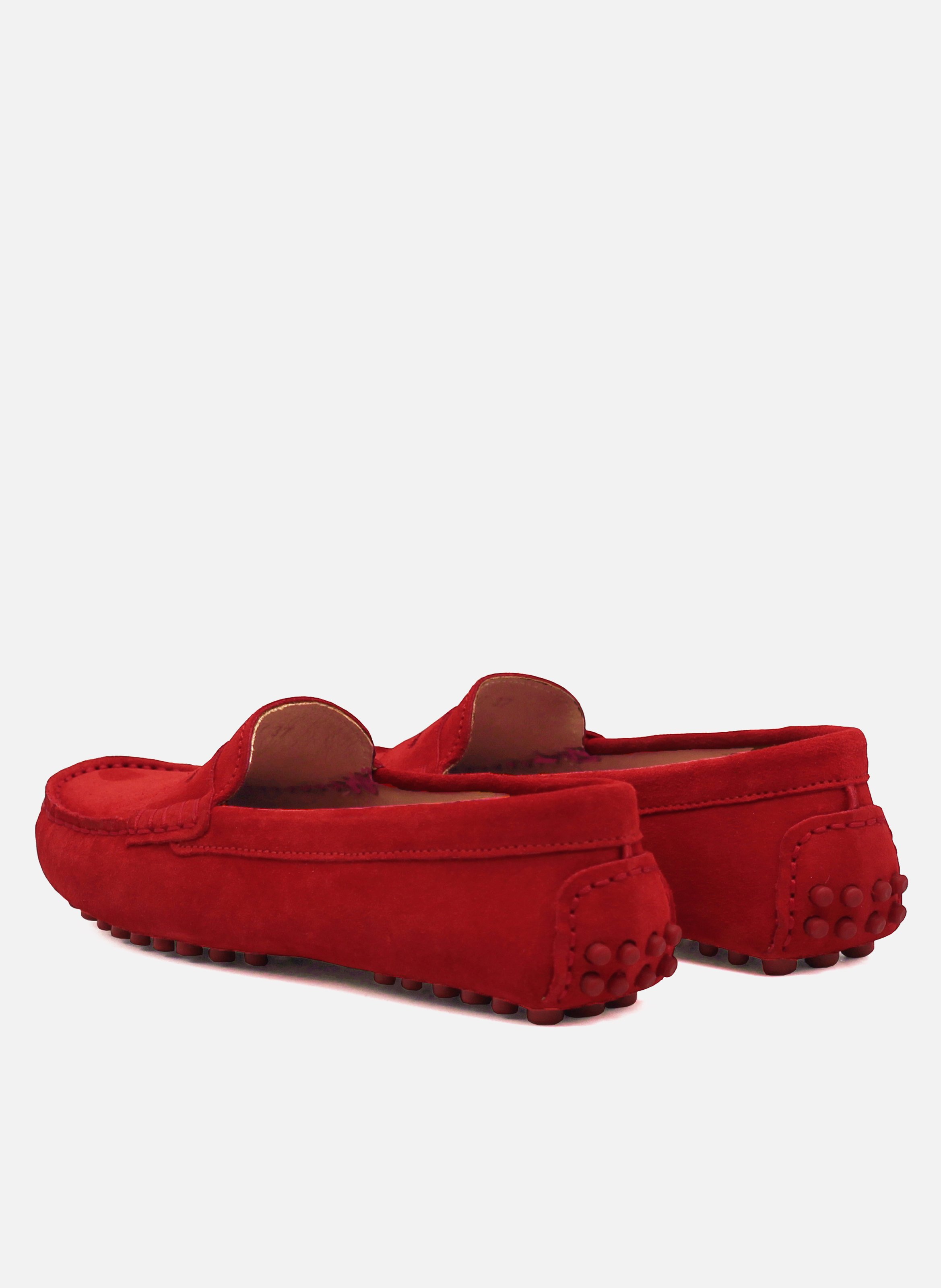 Mocassins femme cuir daim JULES & JENN Rouge