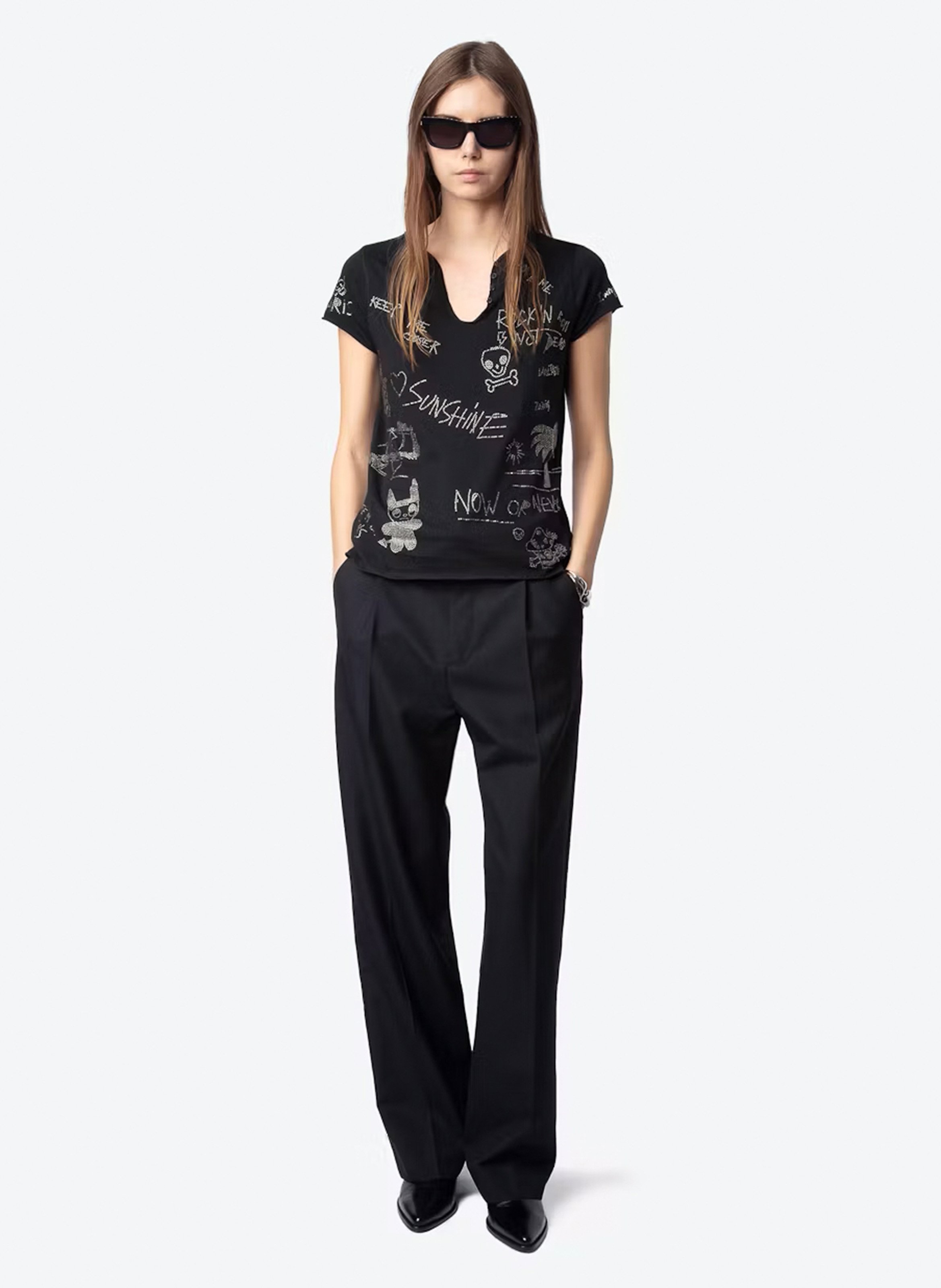 Tunesisches T-Shirt aus Baumwolle Schwarz