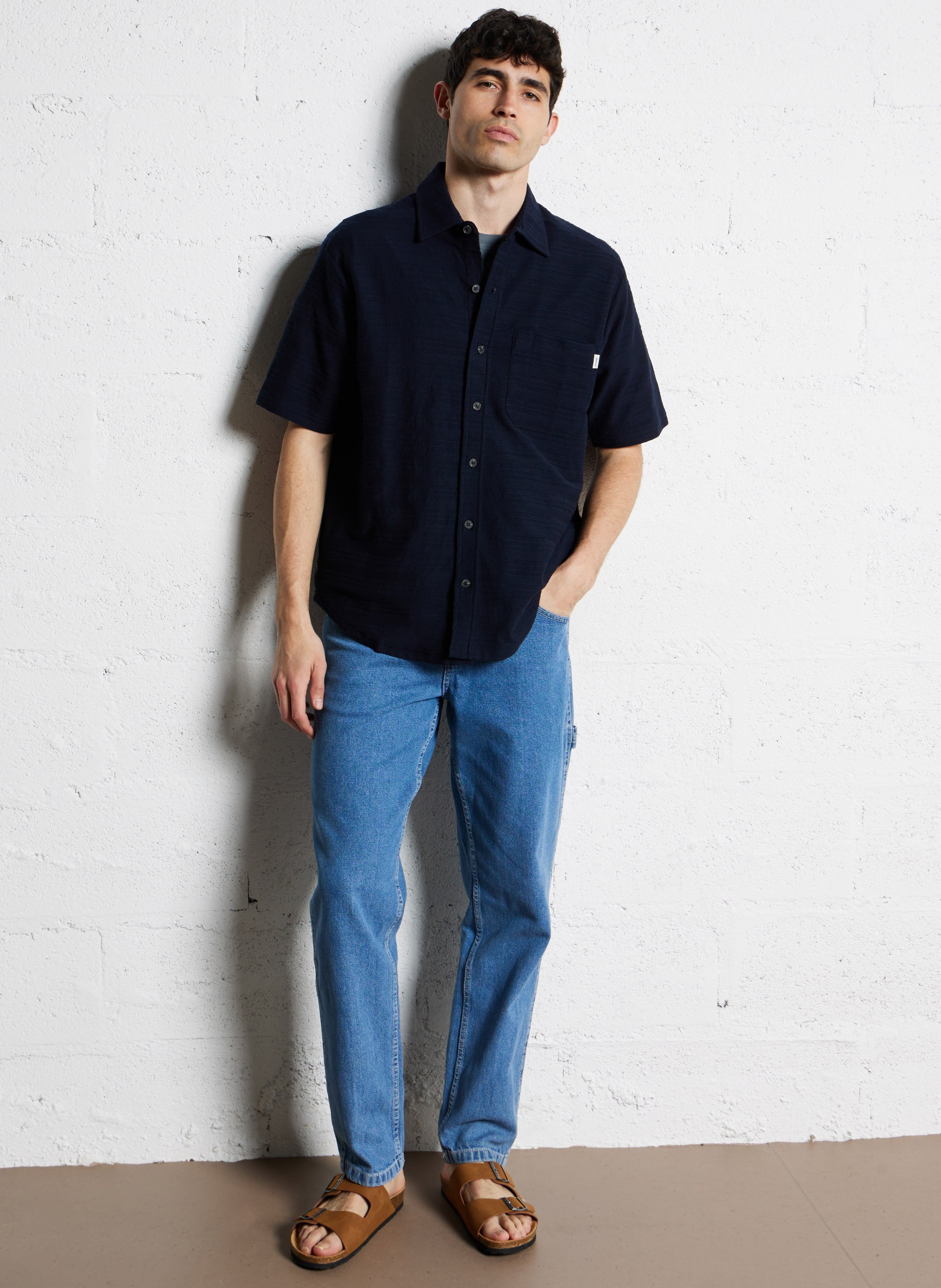 Chemise col classique en coton bio KNOWLEDGE COTTON APPAREL Bleu