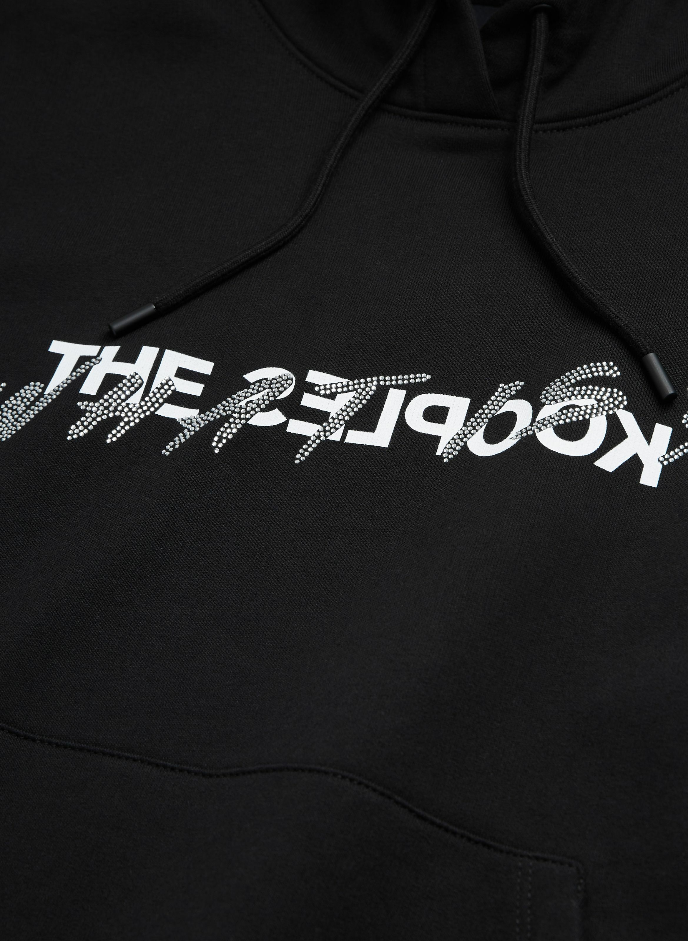 Hooded cotton sweatshirt with rhinestones. THE KOOPLES Black