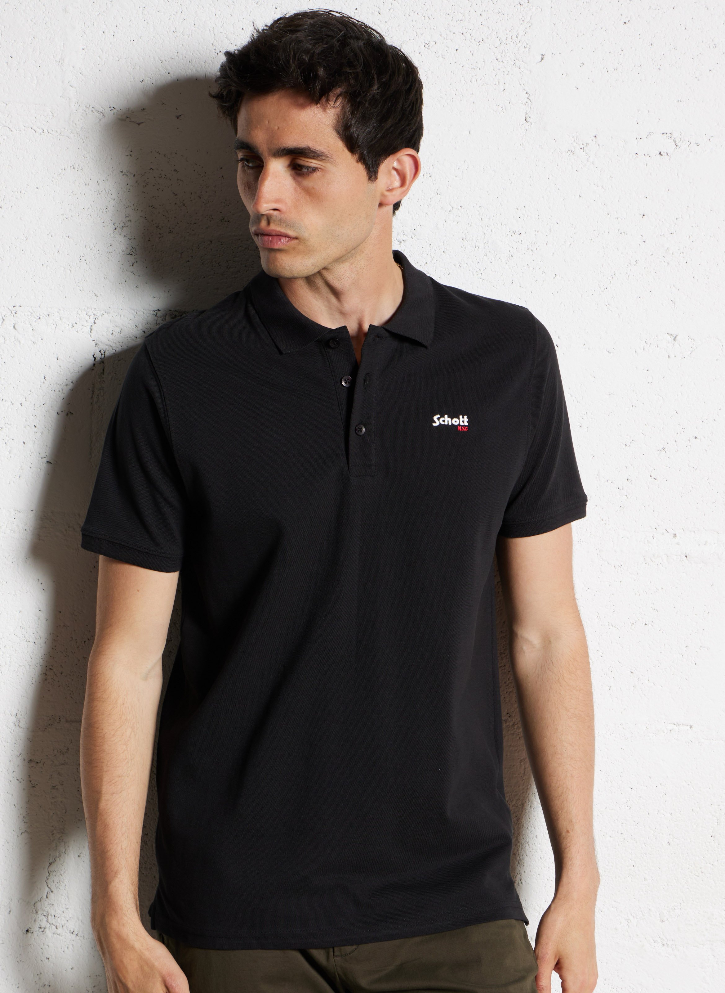 Polo droit en coton SCHOTT