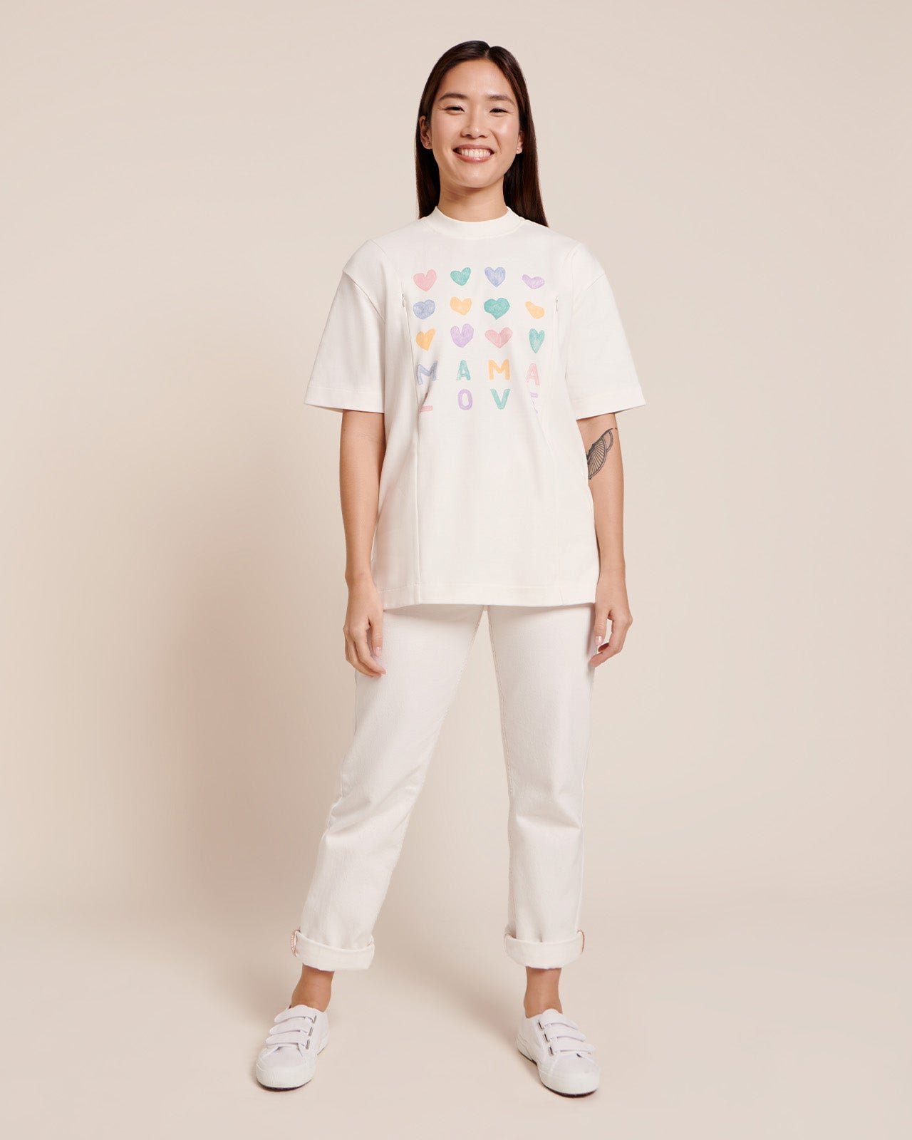 The Mama Love organic cotton nursing t-shirt EMOI EMOI White