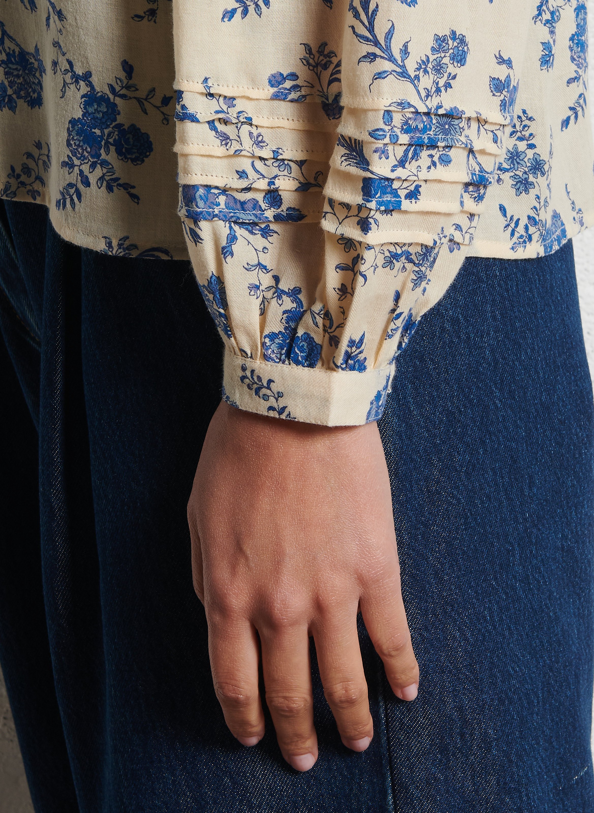 Baumwollbluse mit Rundhalsausschnitt EMILE ET IDA Blau