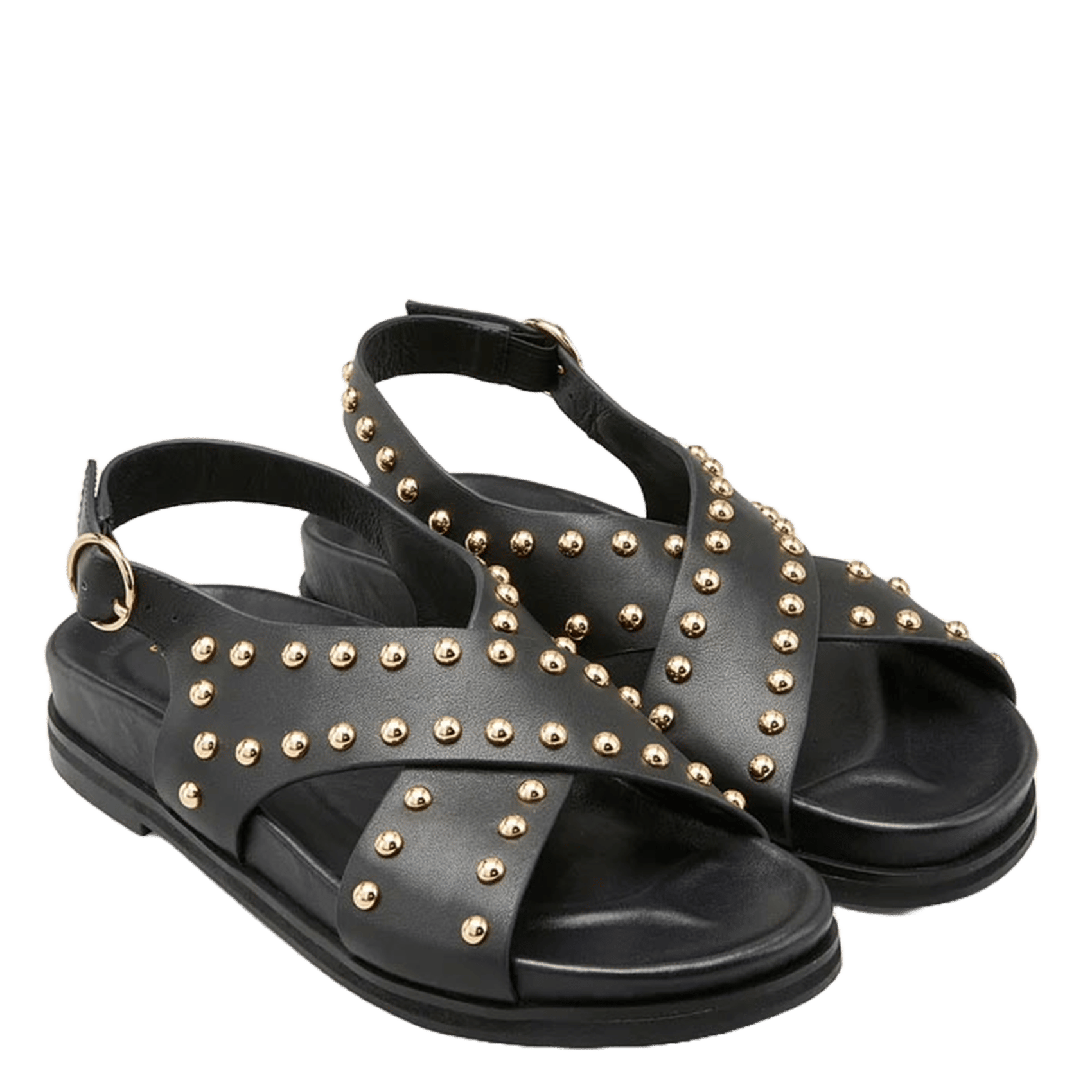 Avarca Berlin - Flache Ledersandalen mit Samt COSMOPARIS Schwarz