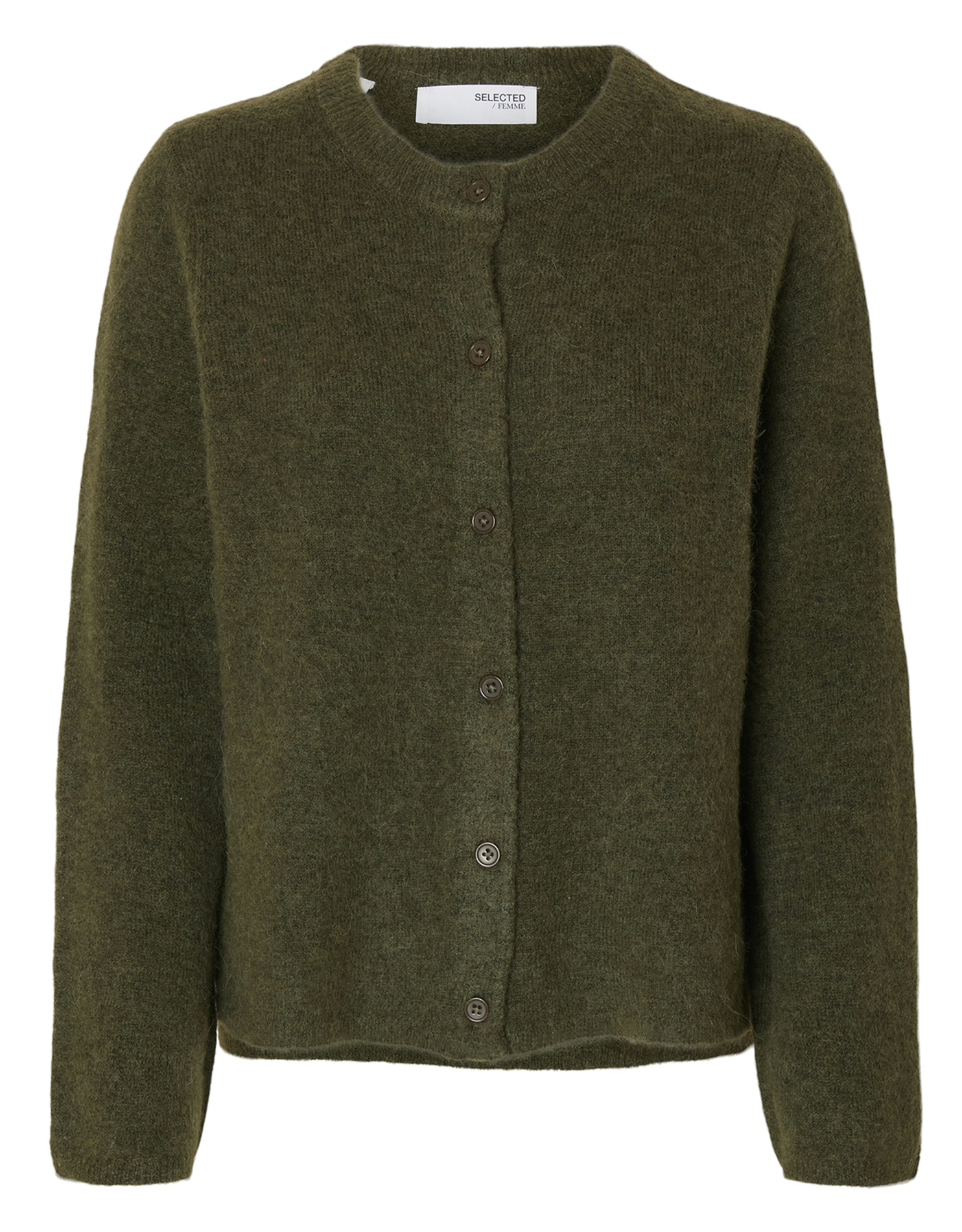 Gilet col rond en laine mélangée SELECTED Vert