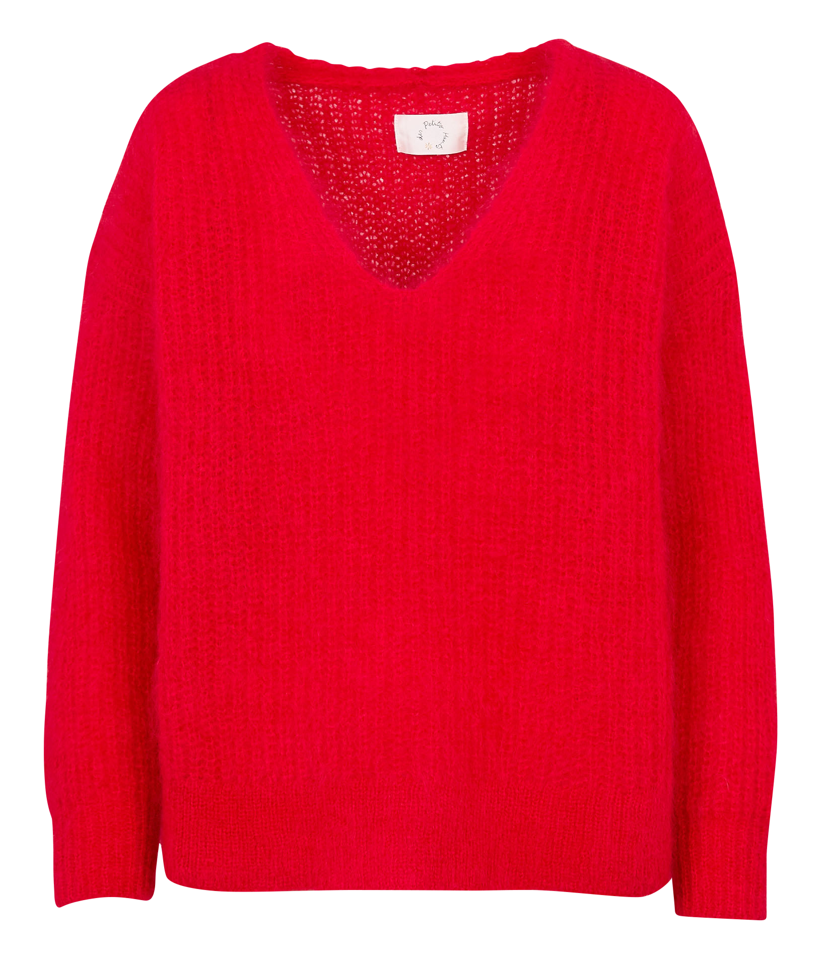 Pull col V en laine mélangée DES PETITS HAUTS Rouge