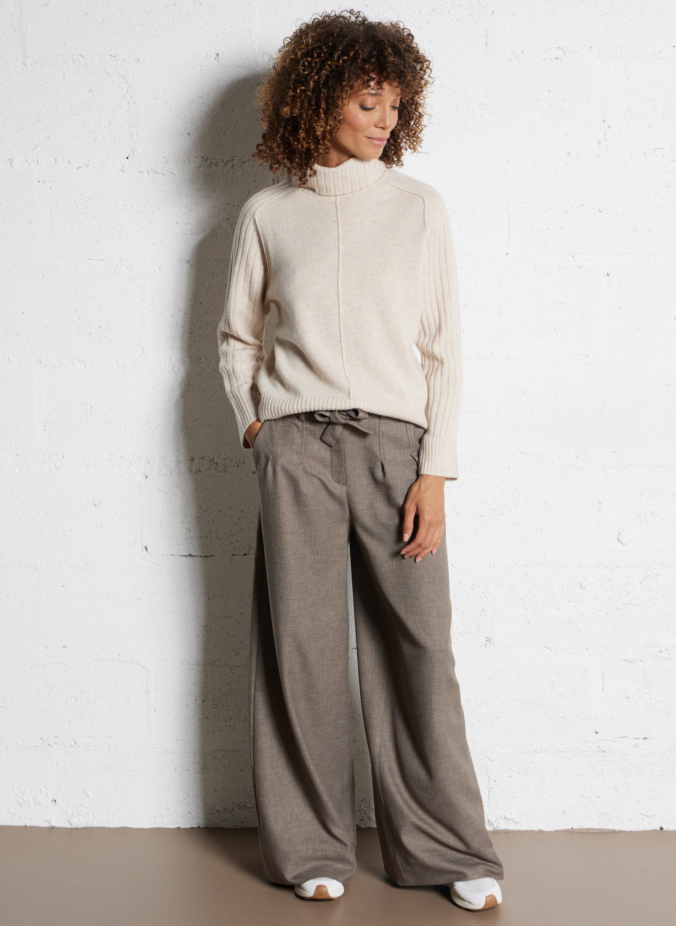 Pull col roulé en laine mélangée MAISON 123 Blanc