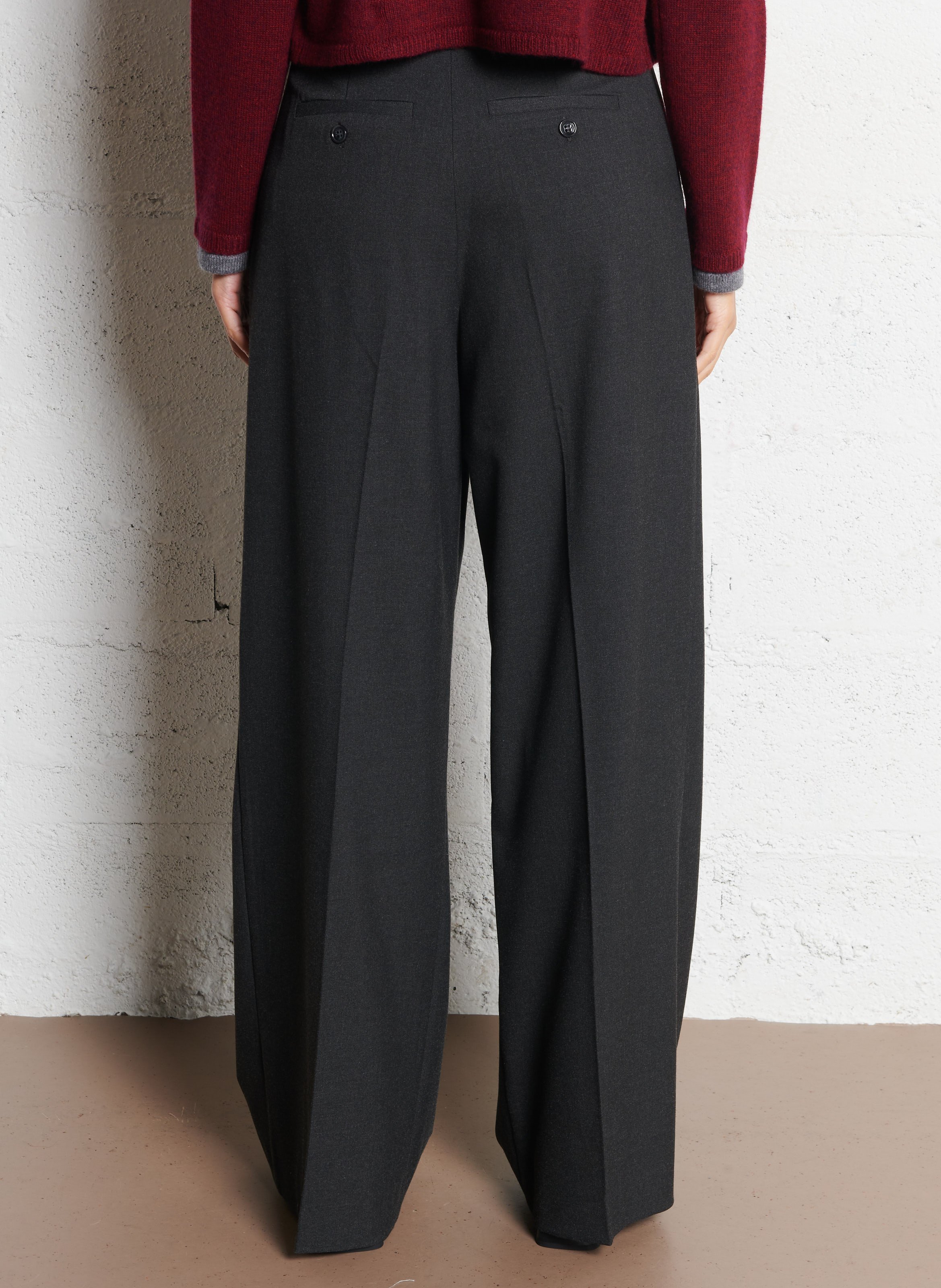 High-waisted wide-leg pleated pants PETITE MENDIGOTE Black