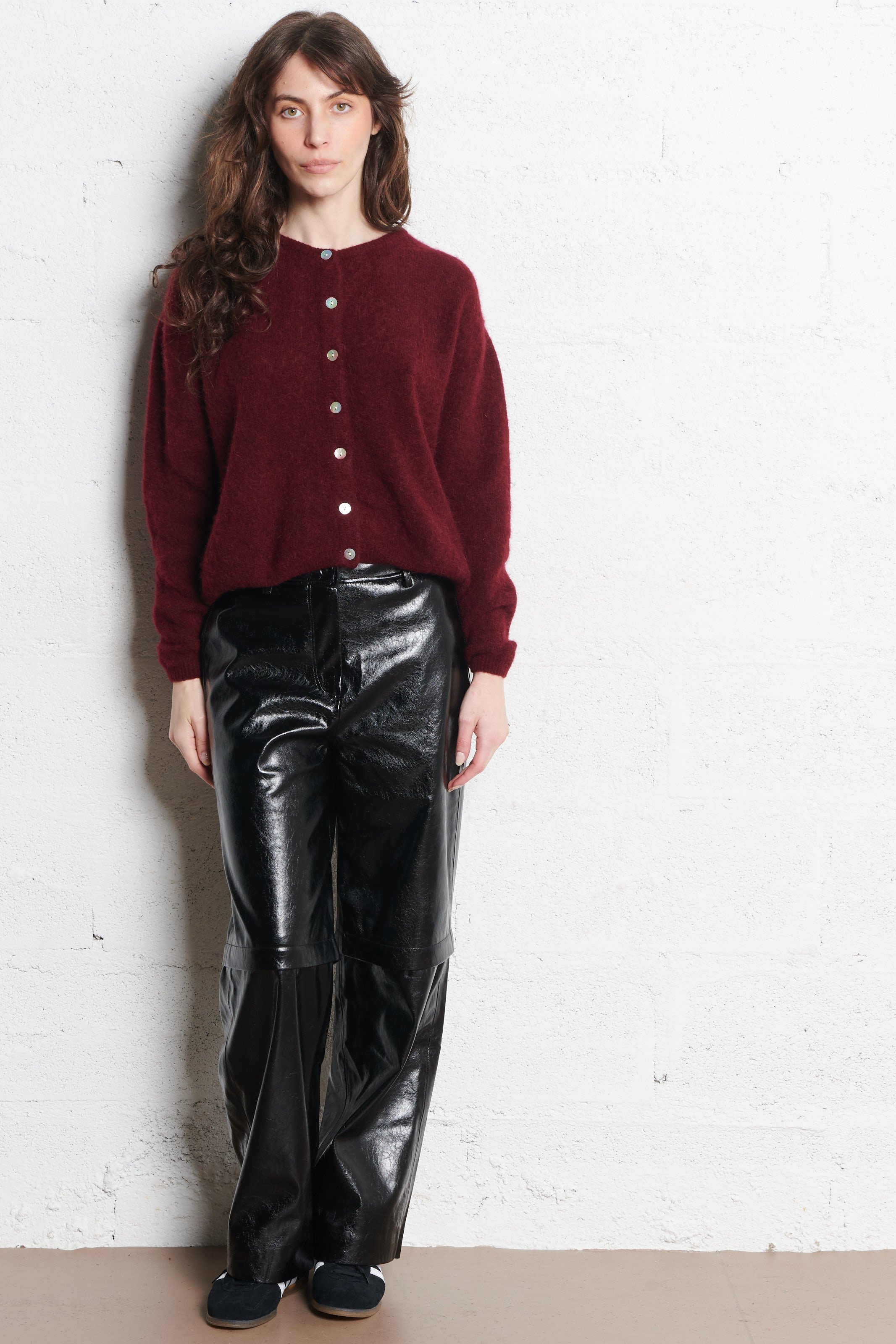 Weit geschnittene Strickjacke aus Wollmix AMERICAN VINTAGE Rot