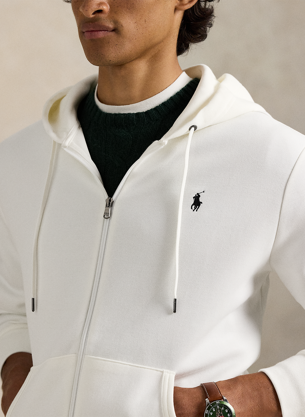 Zip-up soft cotton hoodie POLO RALPH LAUREN White