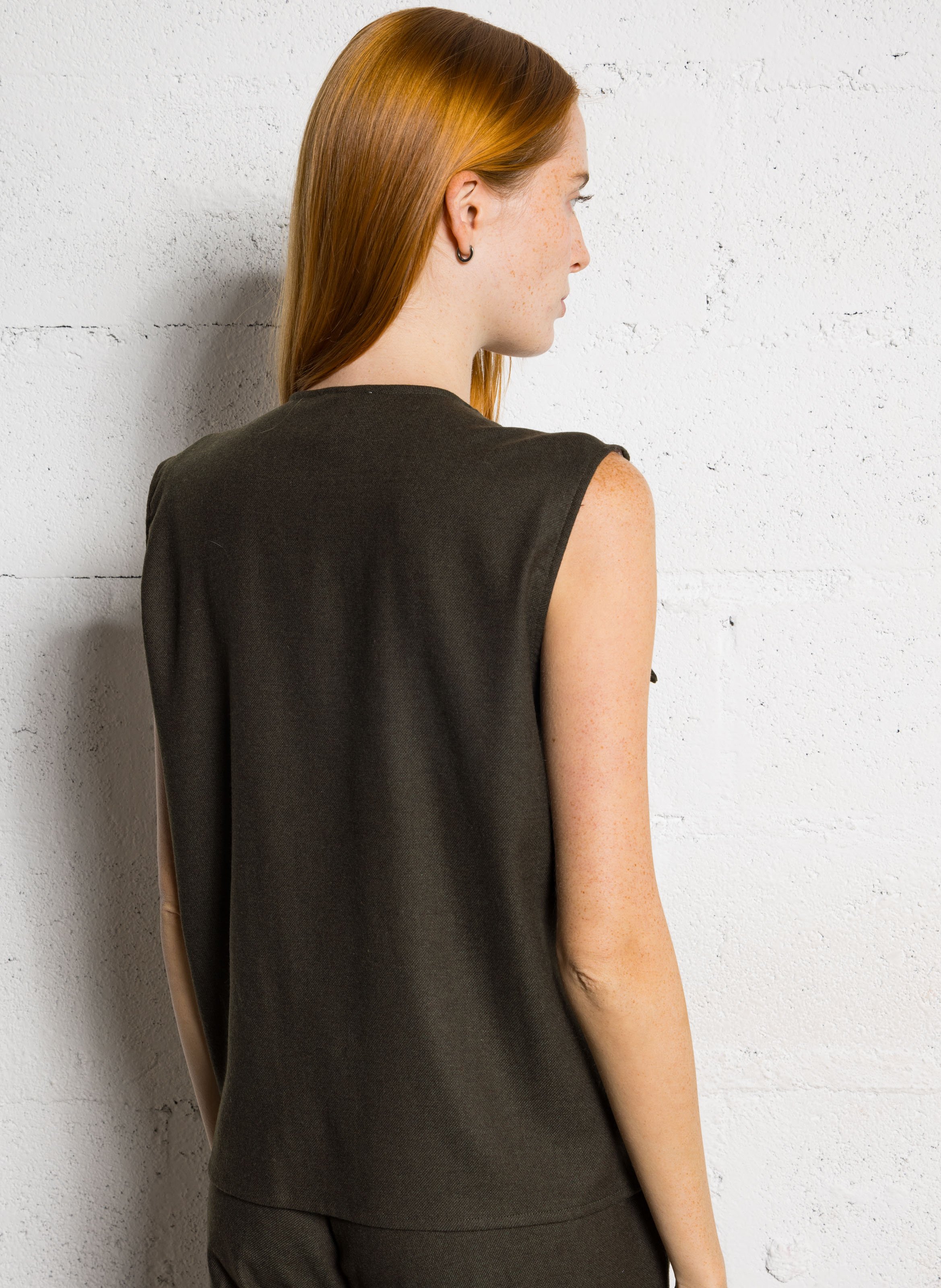 Straight V-neck top DIEGA Brown