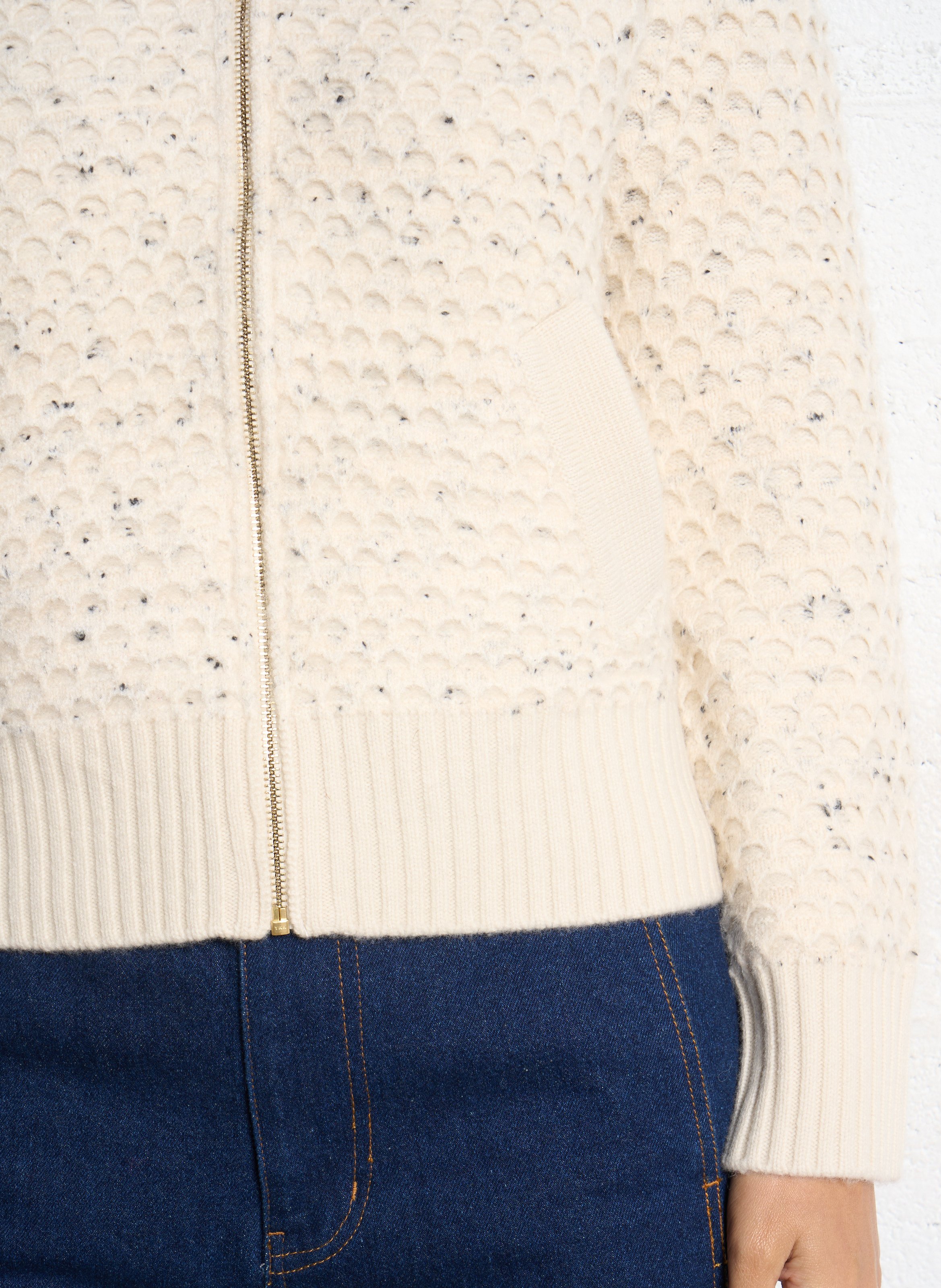 Straight jacket with high collar in knit MAISON 123 Beige