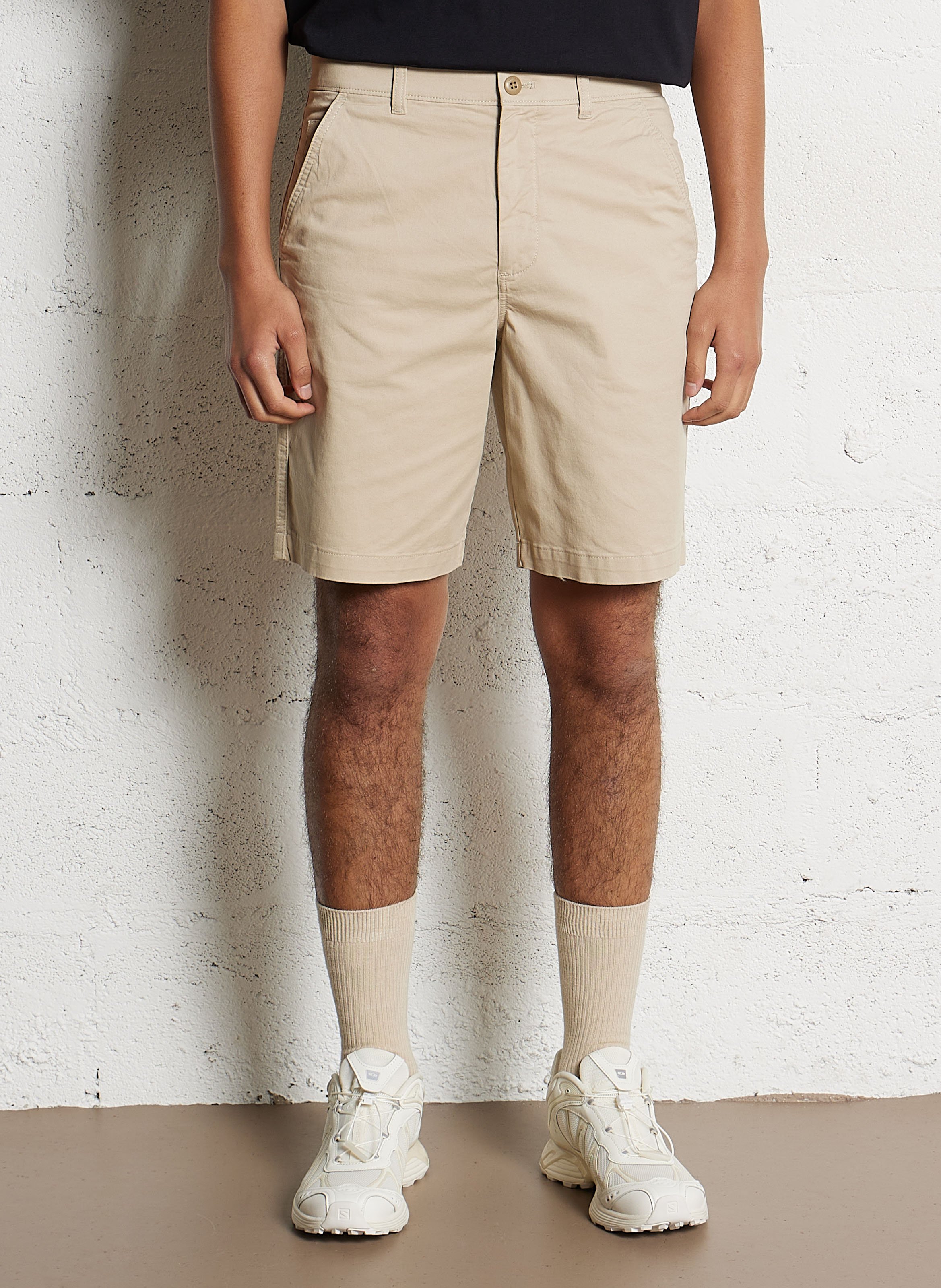 Short solid color chino in blended cotton. CALVIN KLEIN Beige