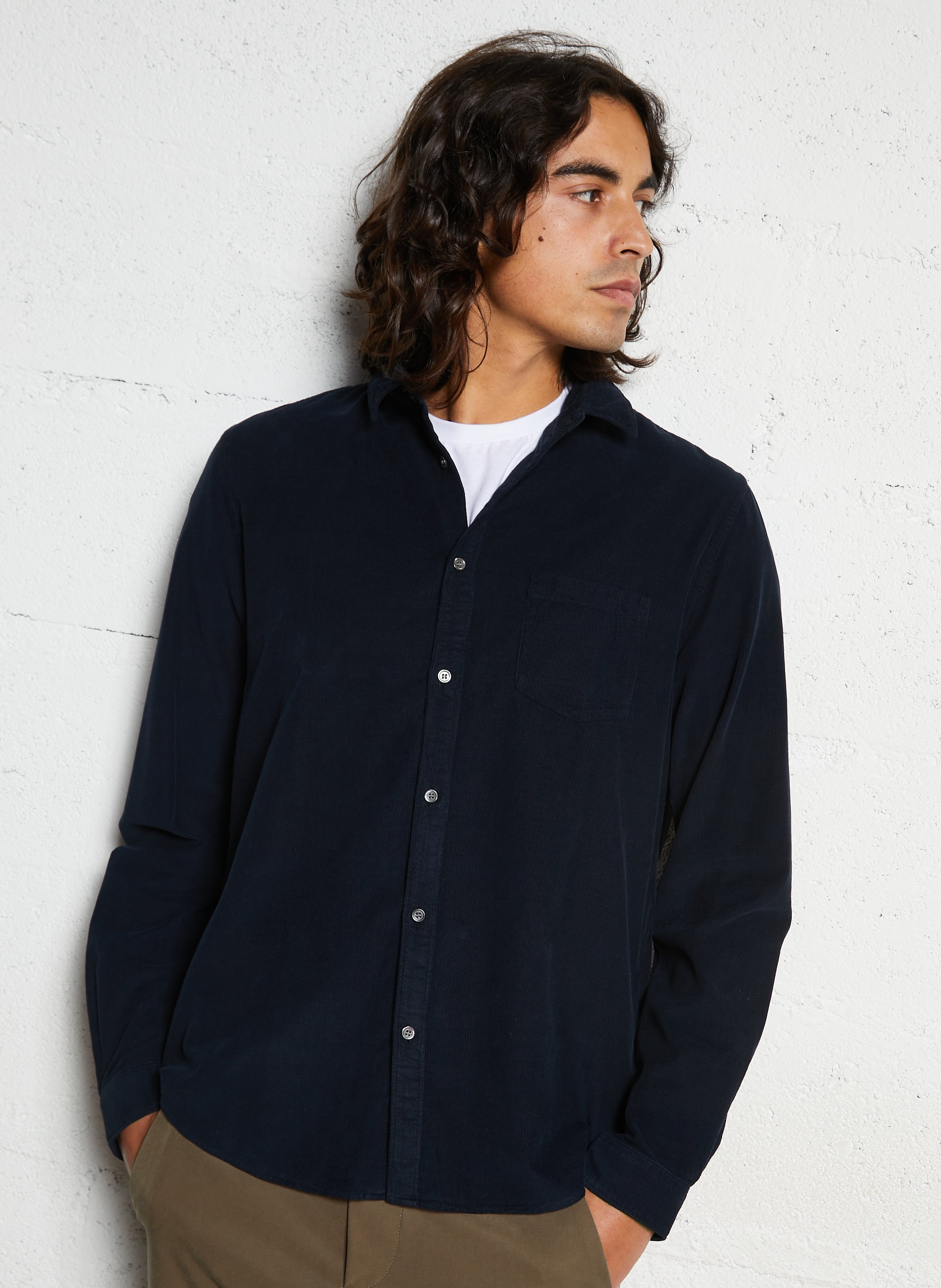 Gerade Knopfleiste aus Samt IKKS Blau