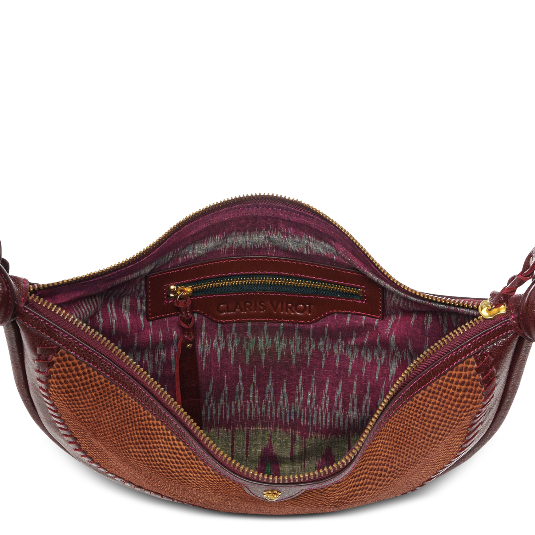 Sac demi-lune en cuir mélangé CLARIS VIROT Rouge