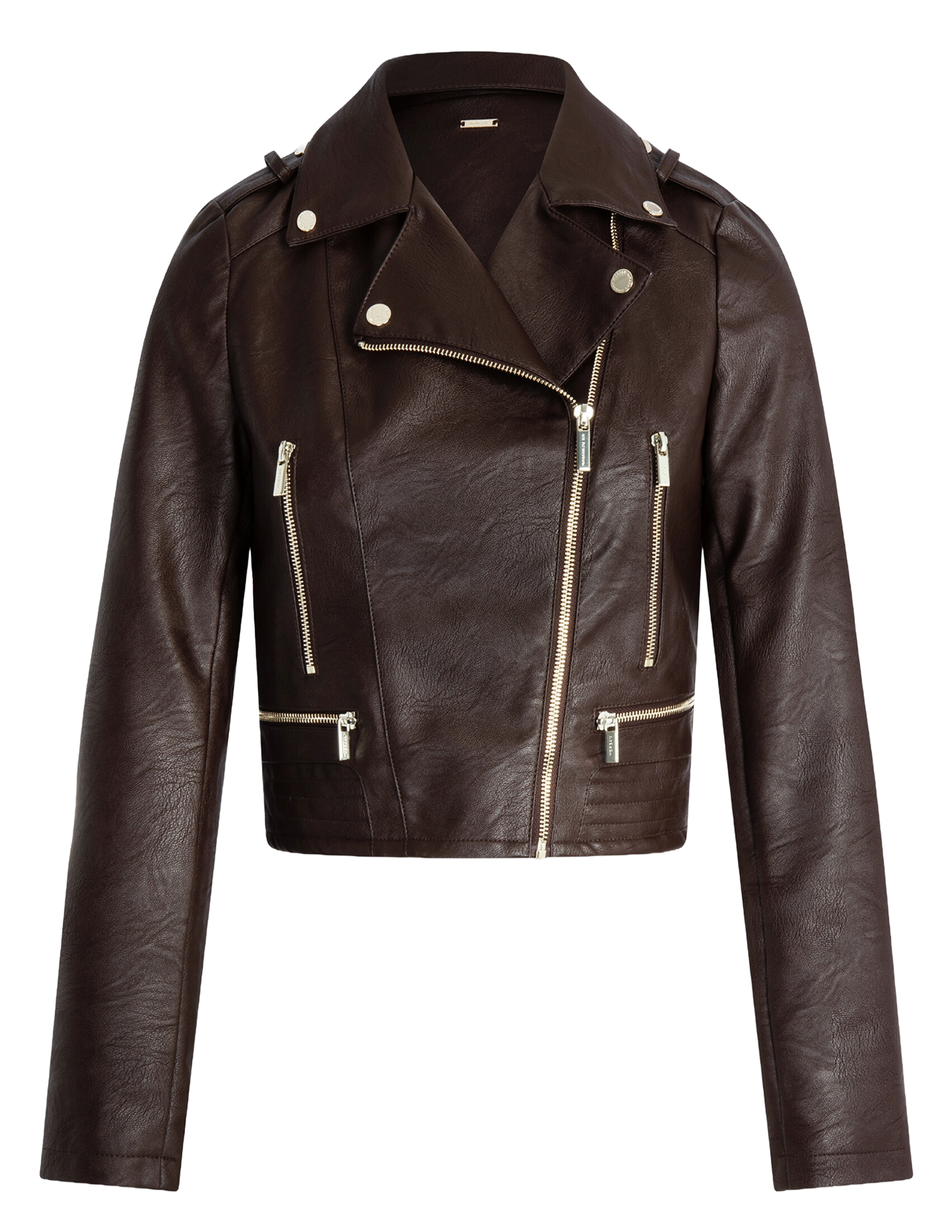 Short faux leather jacket MORGAN Brown