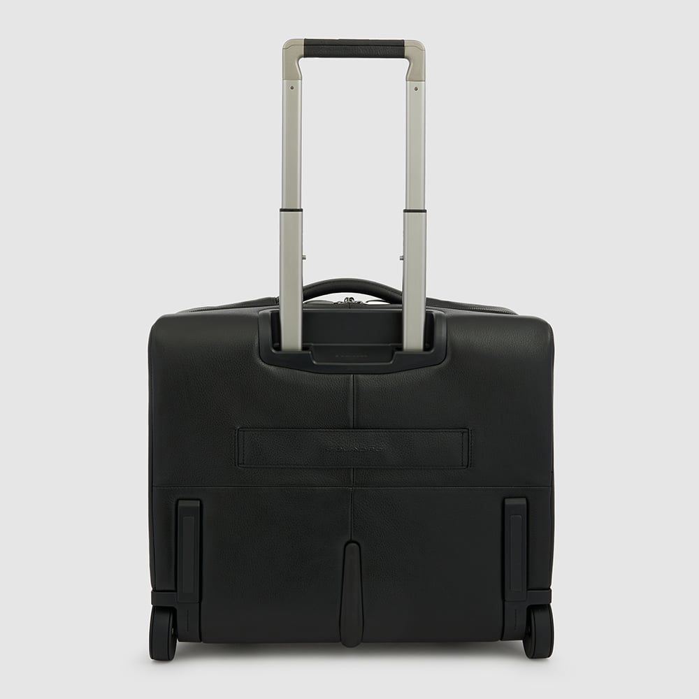 Rolling briefcase with removable organizer for computer and iPad® and TSA lock. PIQUADRO Black