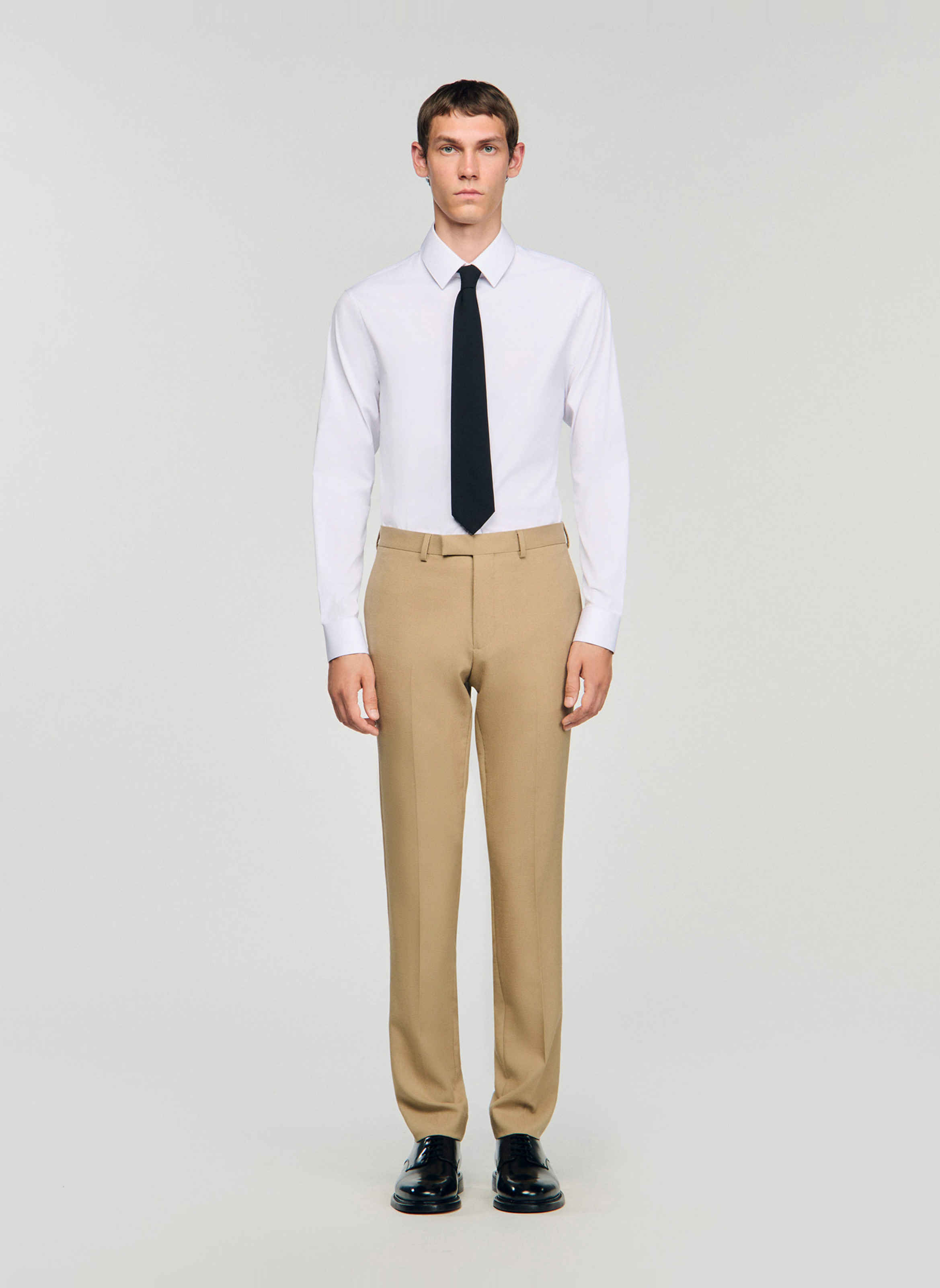 Pantalon de costume en laine SANDRO Beige