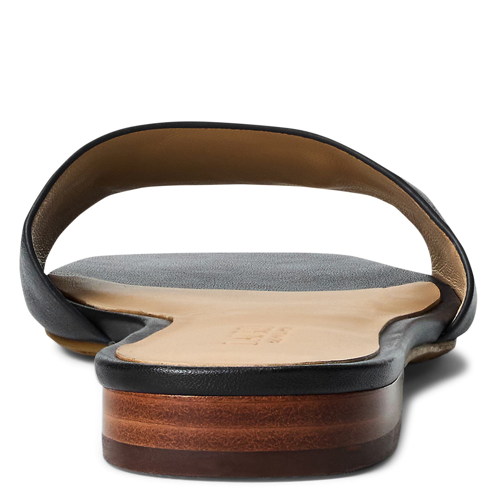 Sandales plates unies en cuir POLO RALPH LAUREN Noir