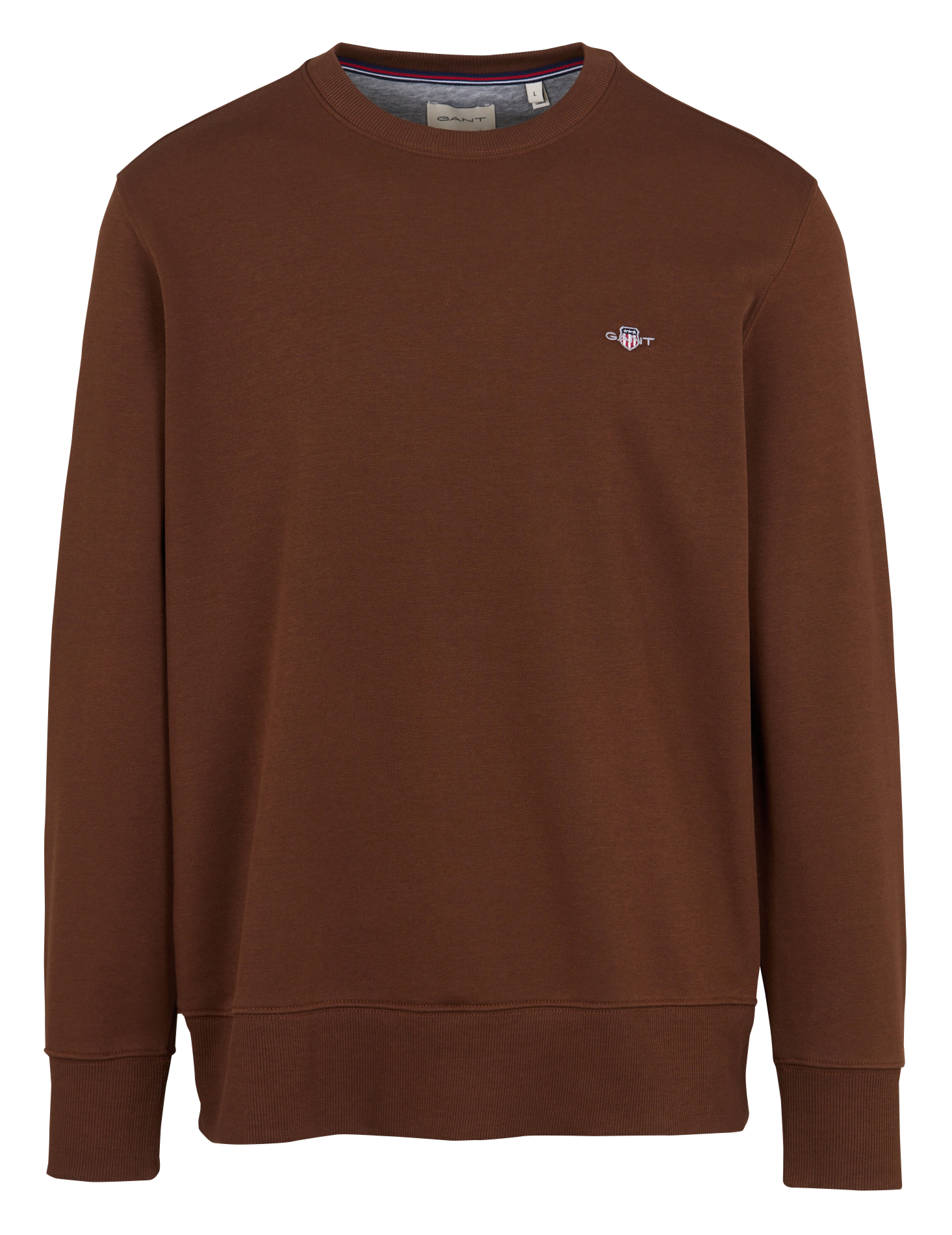 Sweat droit col rond brodé en coton mélangé GANT Marron