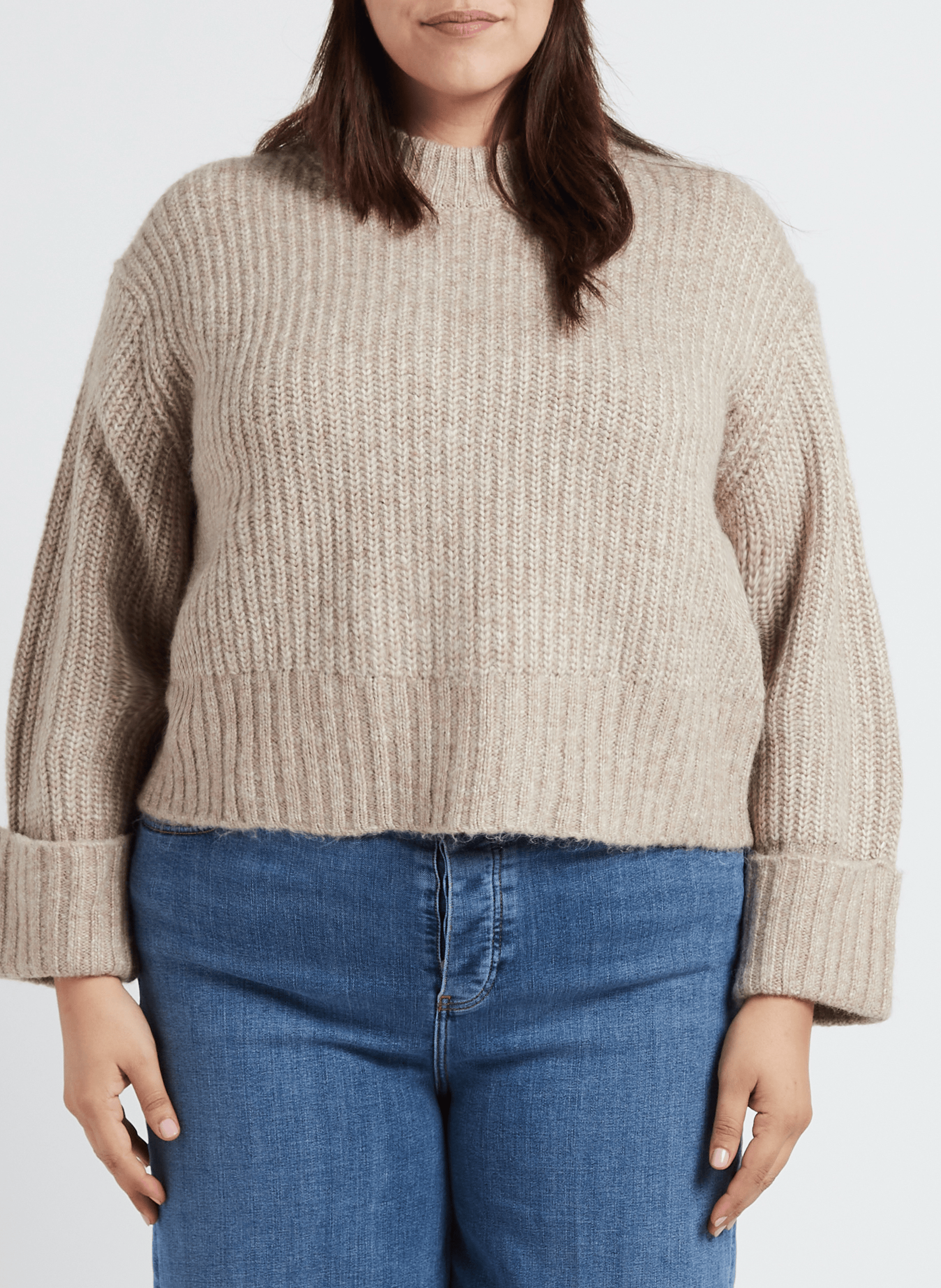 Ruimvallende, gebreide trui met ronde hals | materiaalblend GINA TRICOT