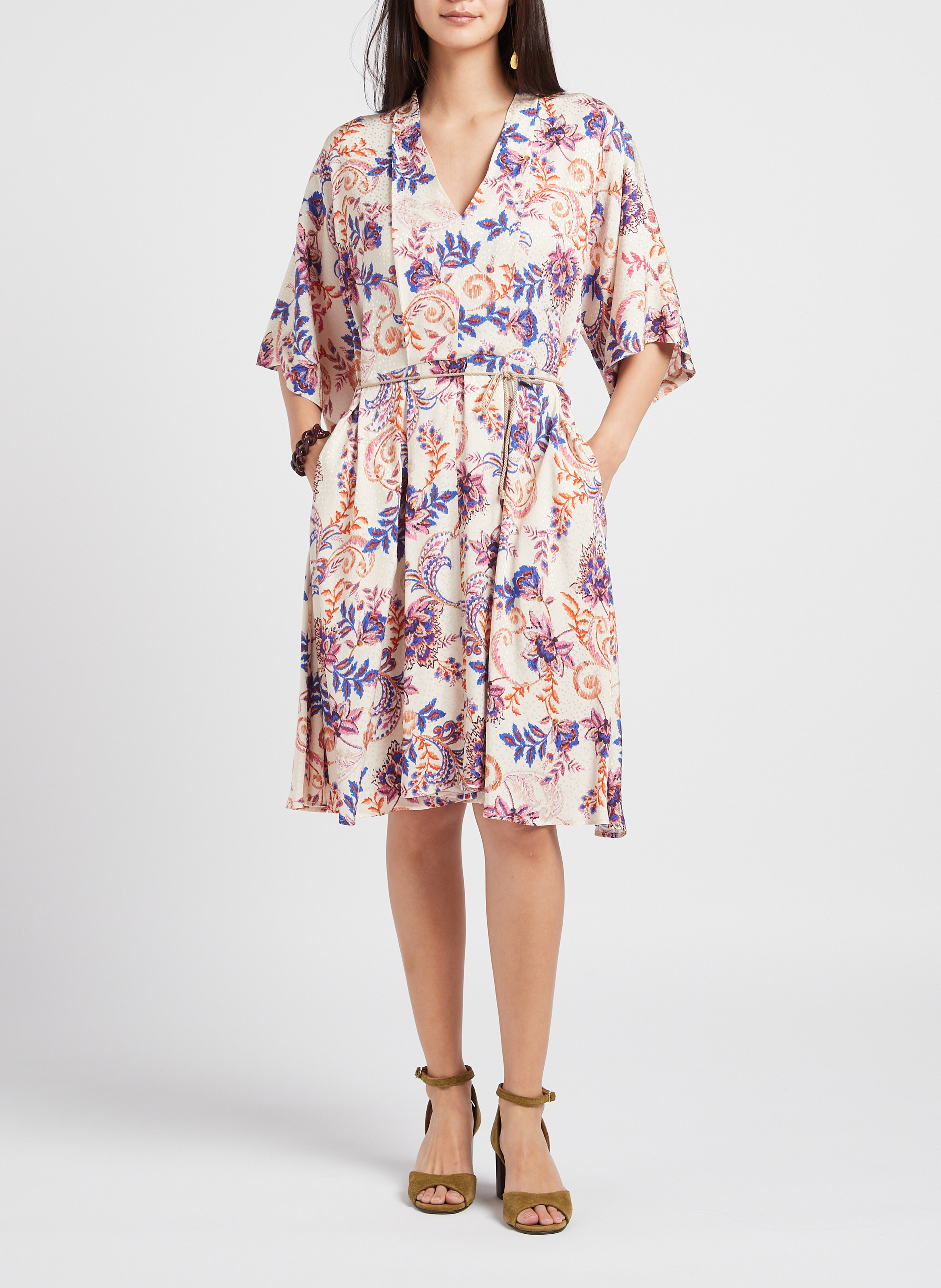 Robe courte évasée à imprimé ATTIC AND BARN Multicolore