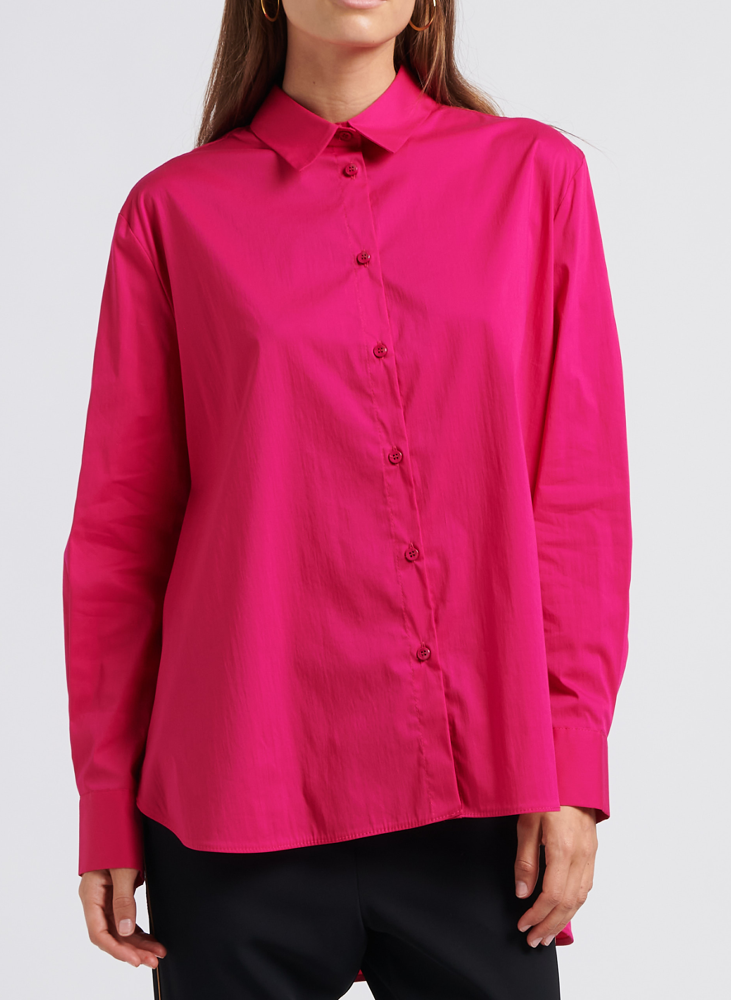 Asymmetric cotton-blend shirt with classic collar IMPERIAL Pink