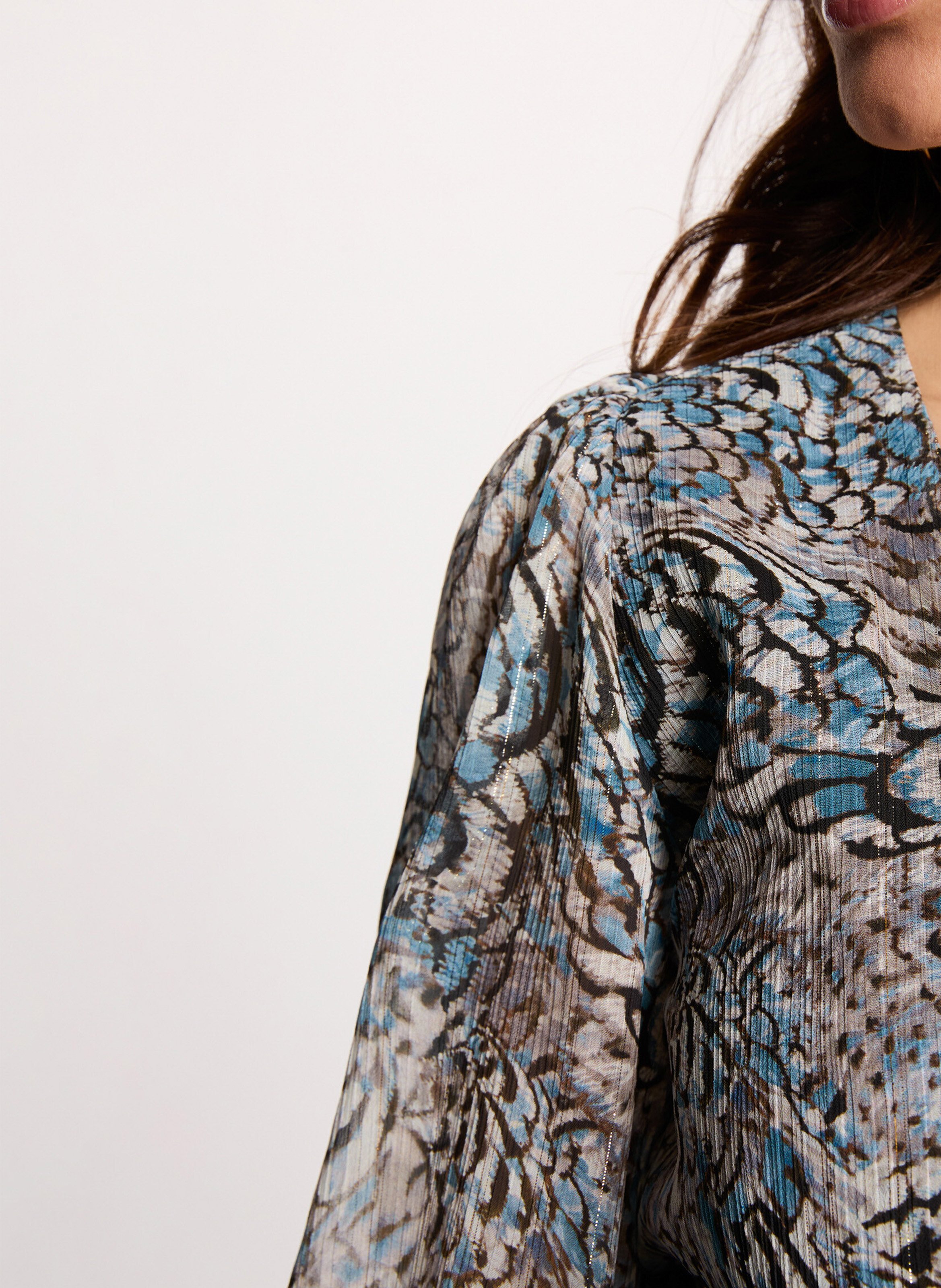 Robe courte col V ample imprimée MORGAN Multicolore